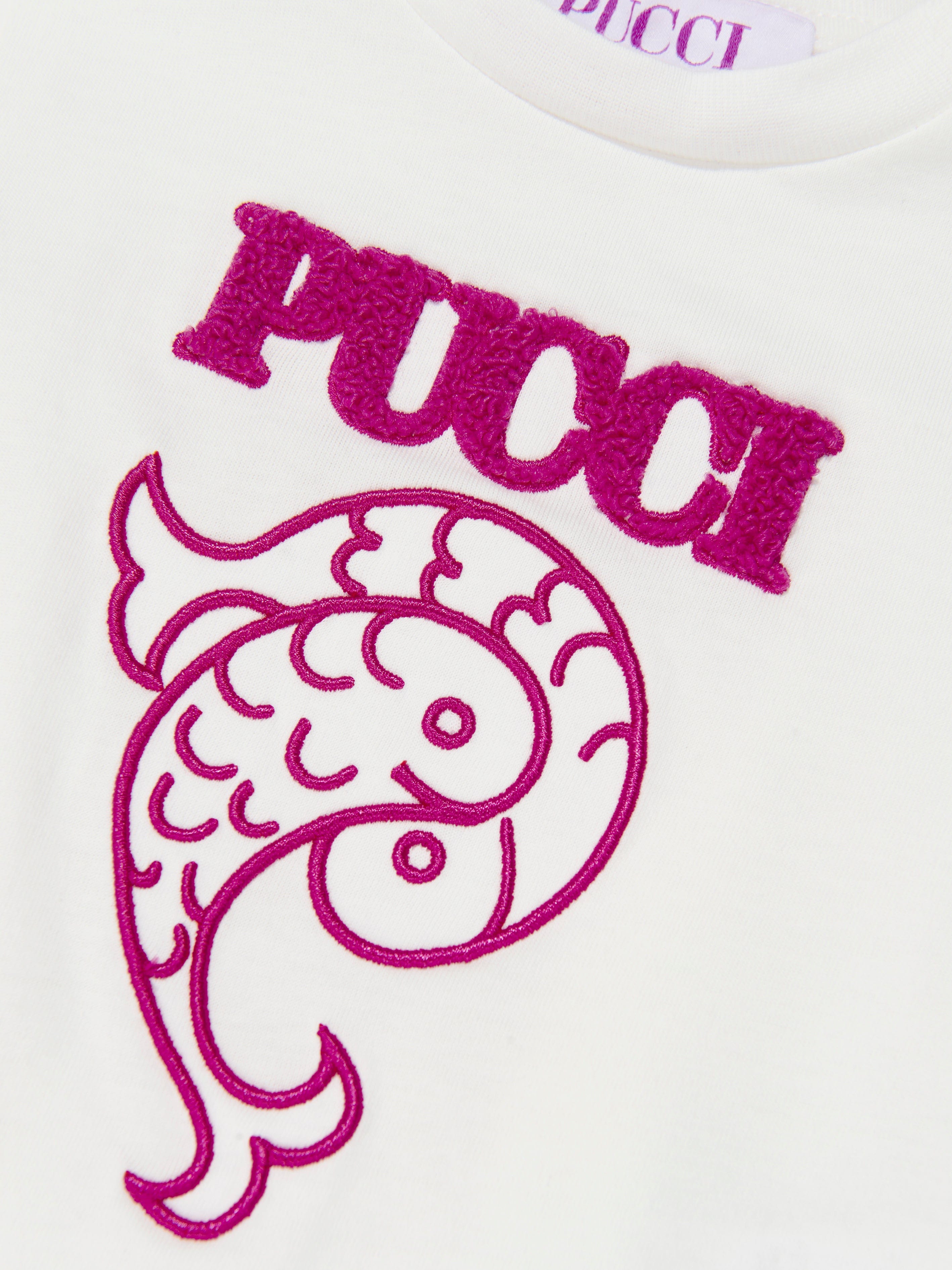 Pucci Baby Girls Logo T-Shirt in Ivory