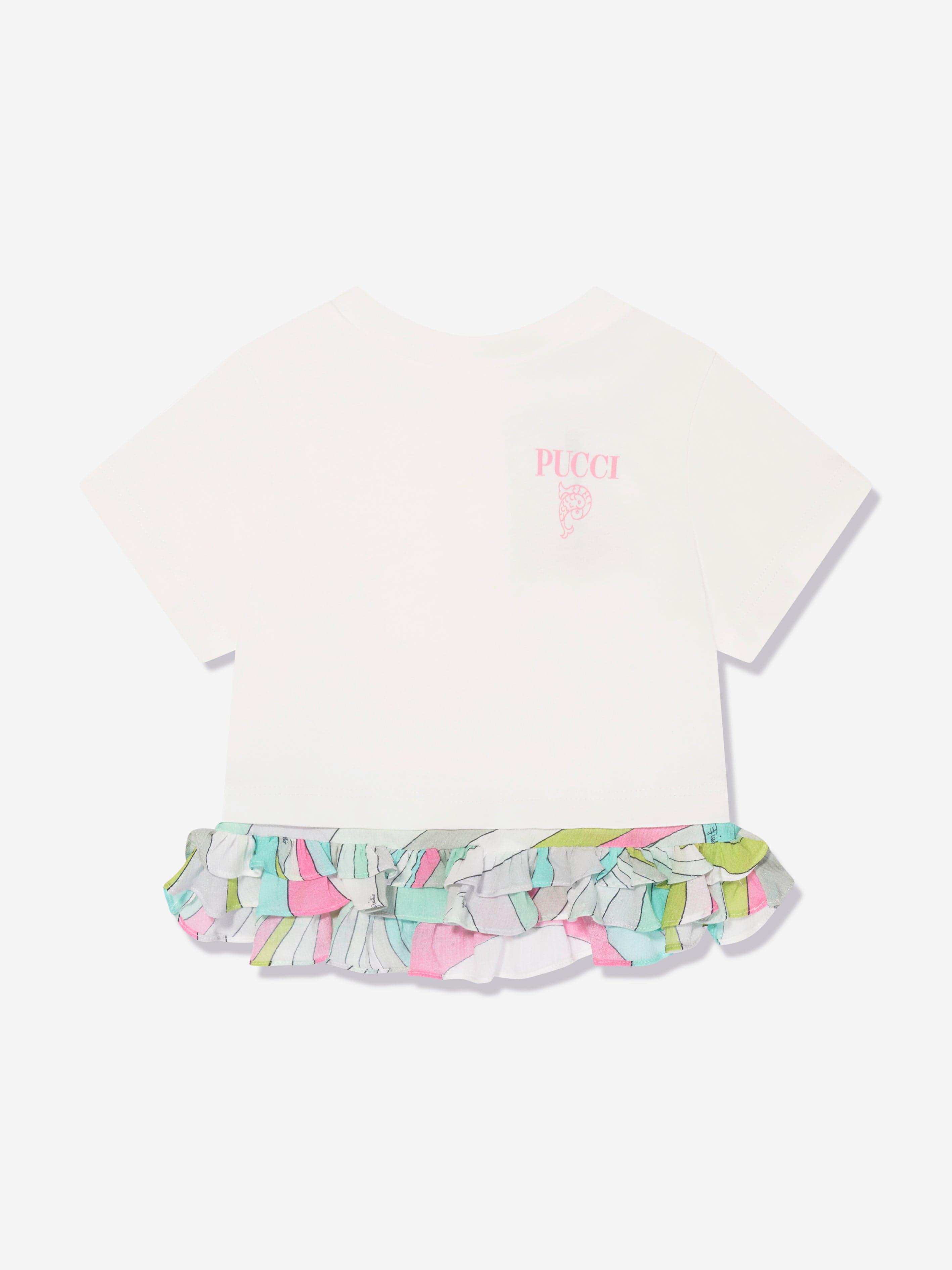 Pucci Baby Girls Logo T-Shirt in Ivory