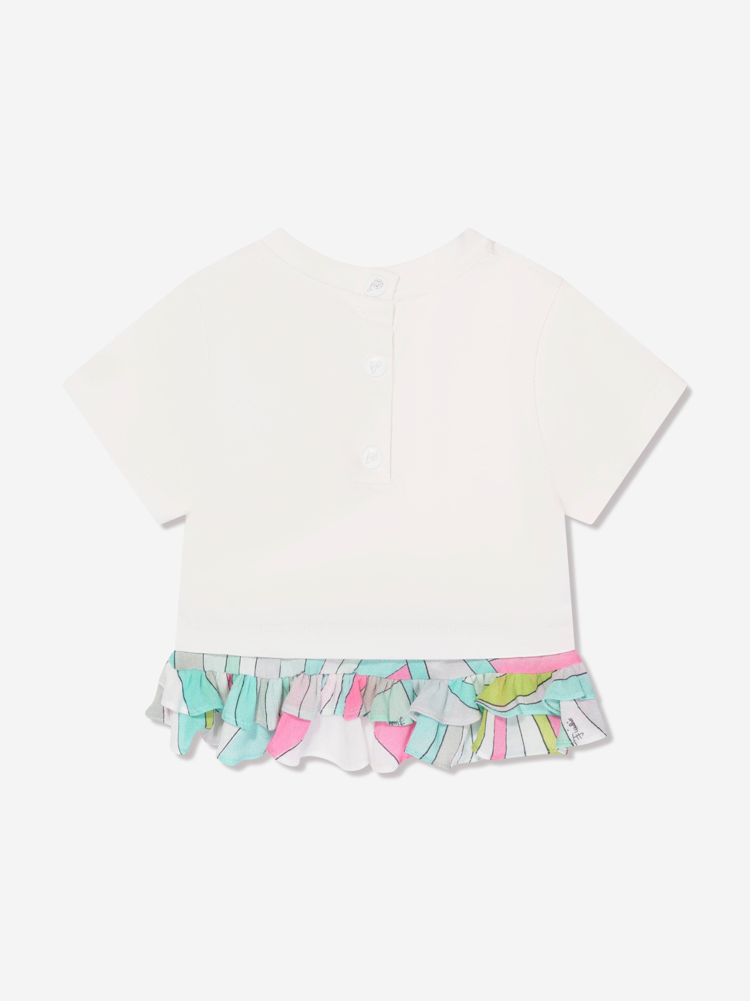 Pucci Baby Girls Logo T-Shirt in Ivory