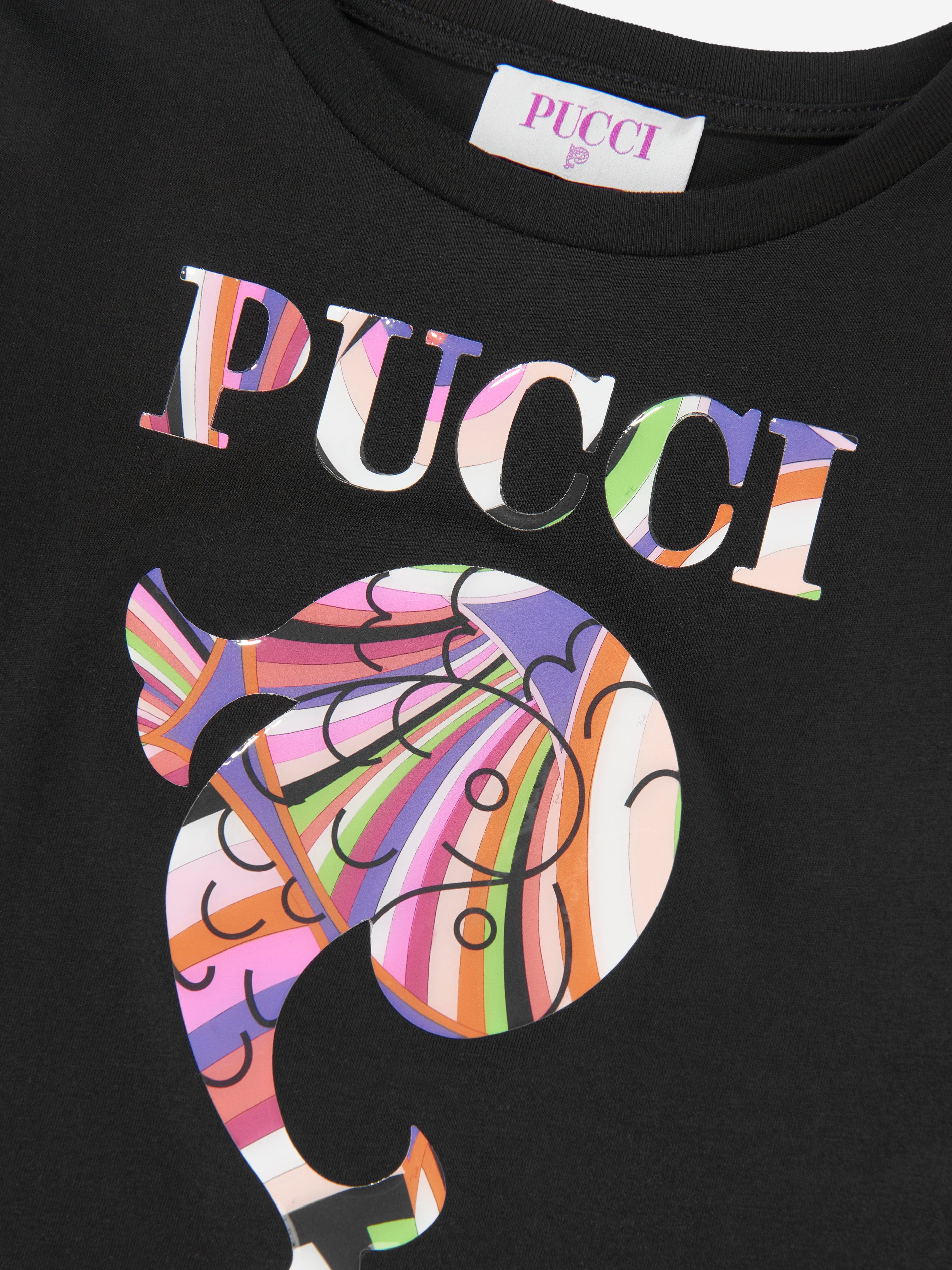 Pucci Girls Long Sleeve Logo T-Shirt in Black