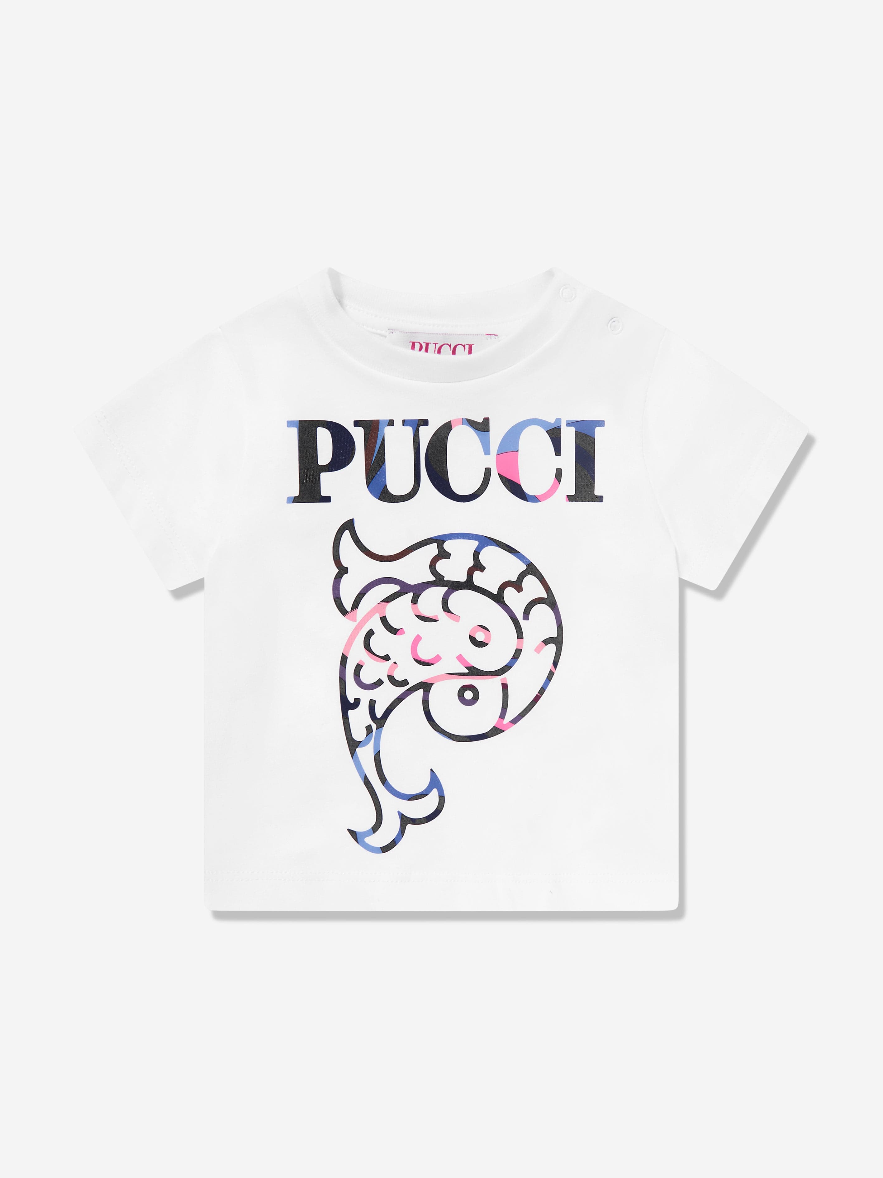 Pucci Baby Girls Logo Print T-Shirt in Ivory