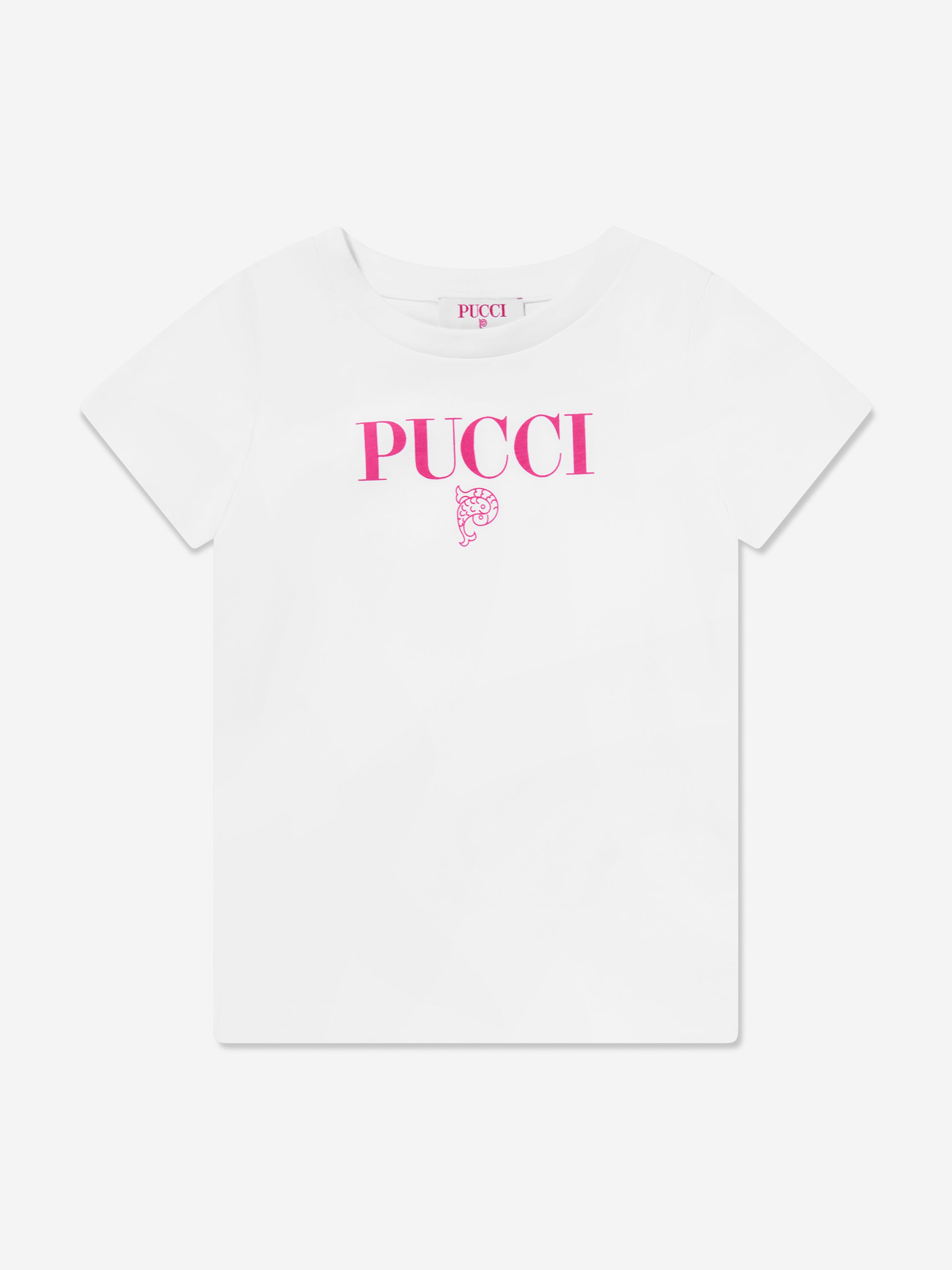 Pucci Girls Logo T-Shirt in Ivory