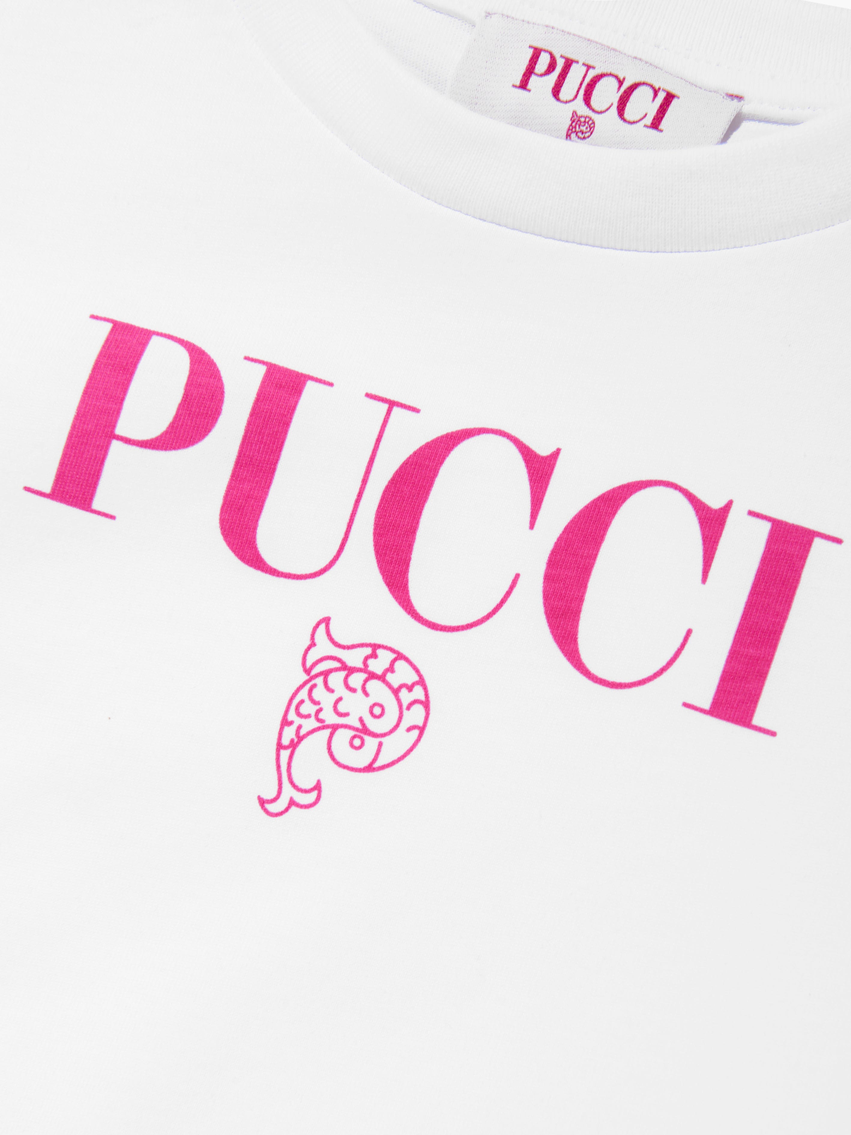 Pucci Girls Logo T-Shirt in Ivory