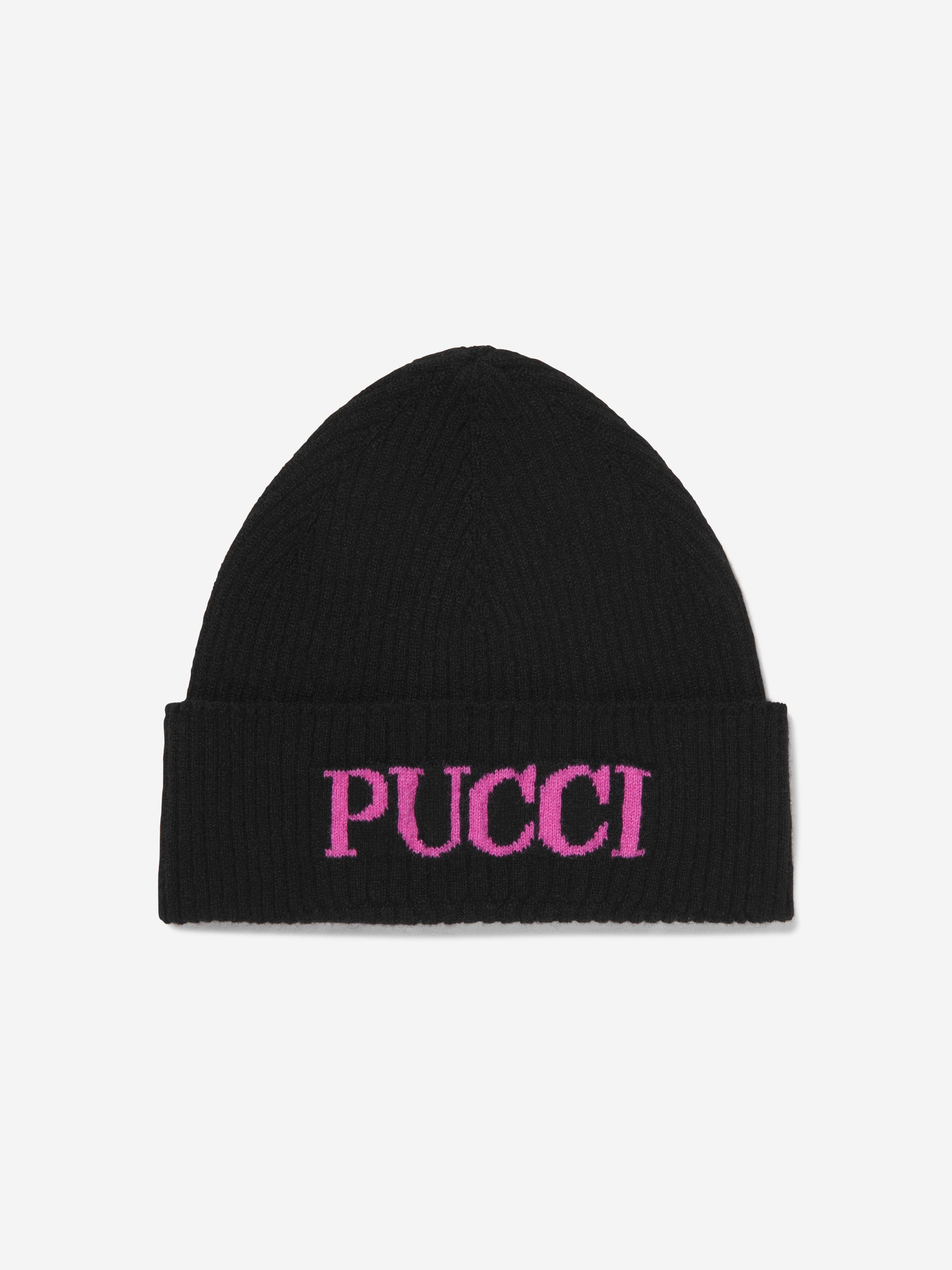 Girls Wool and Cashmere Beanie Hat in Black