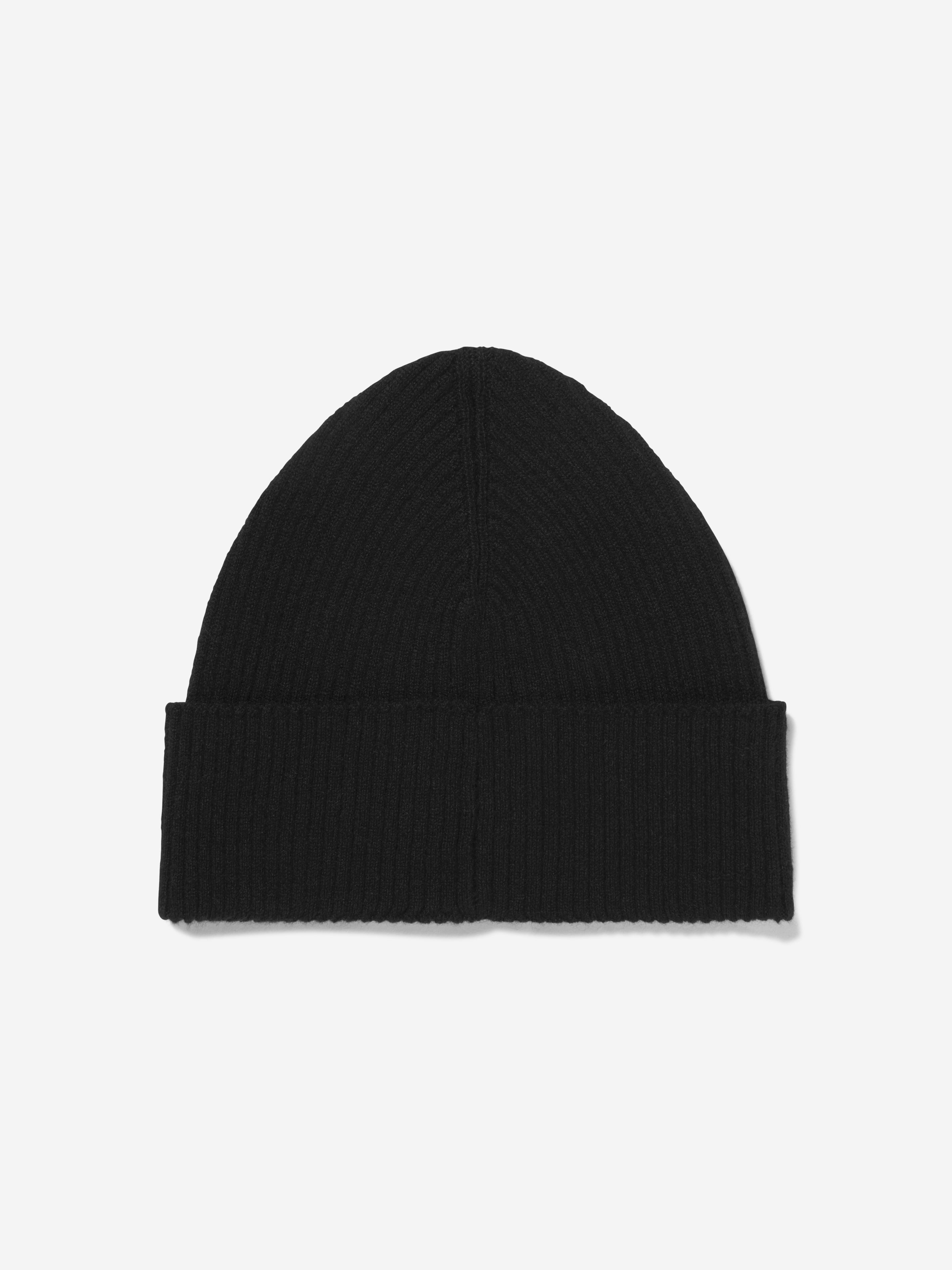 Girls Wool and Cashmere Beanie Hat in Black