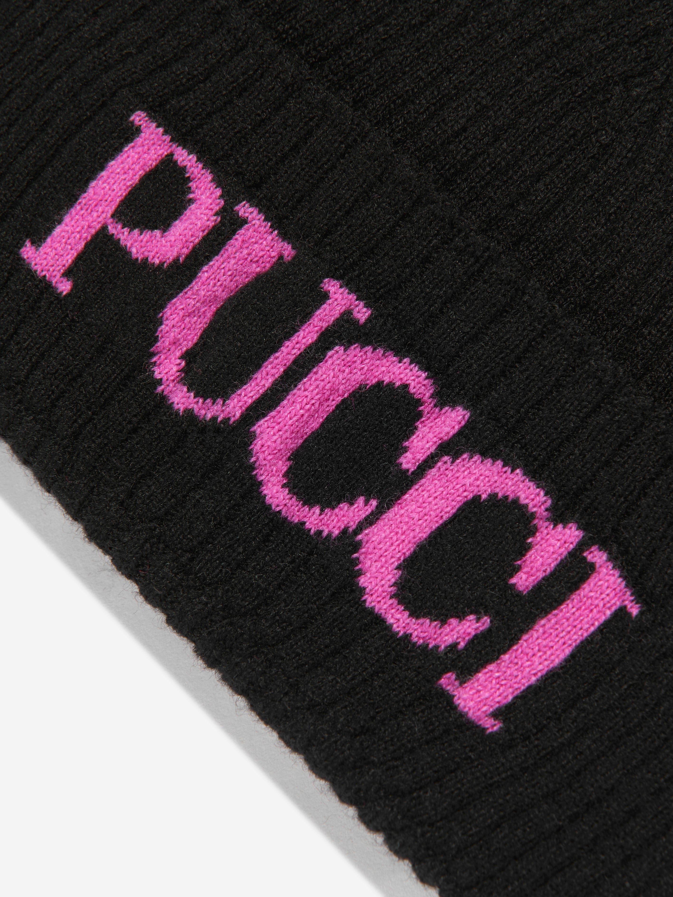 Girls Wool and Cashmere Beanie Hat in Black