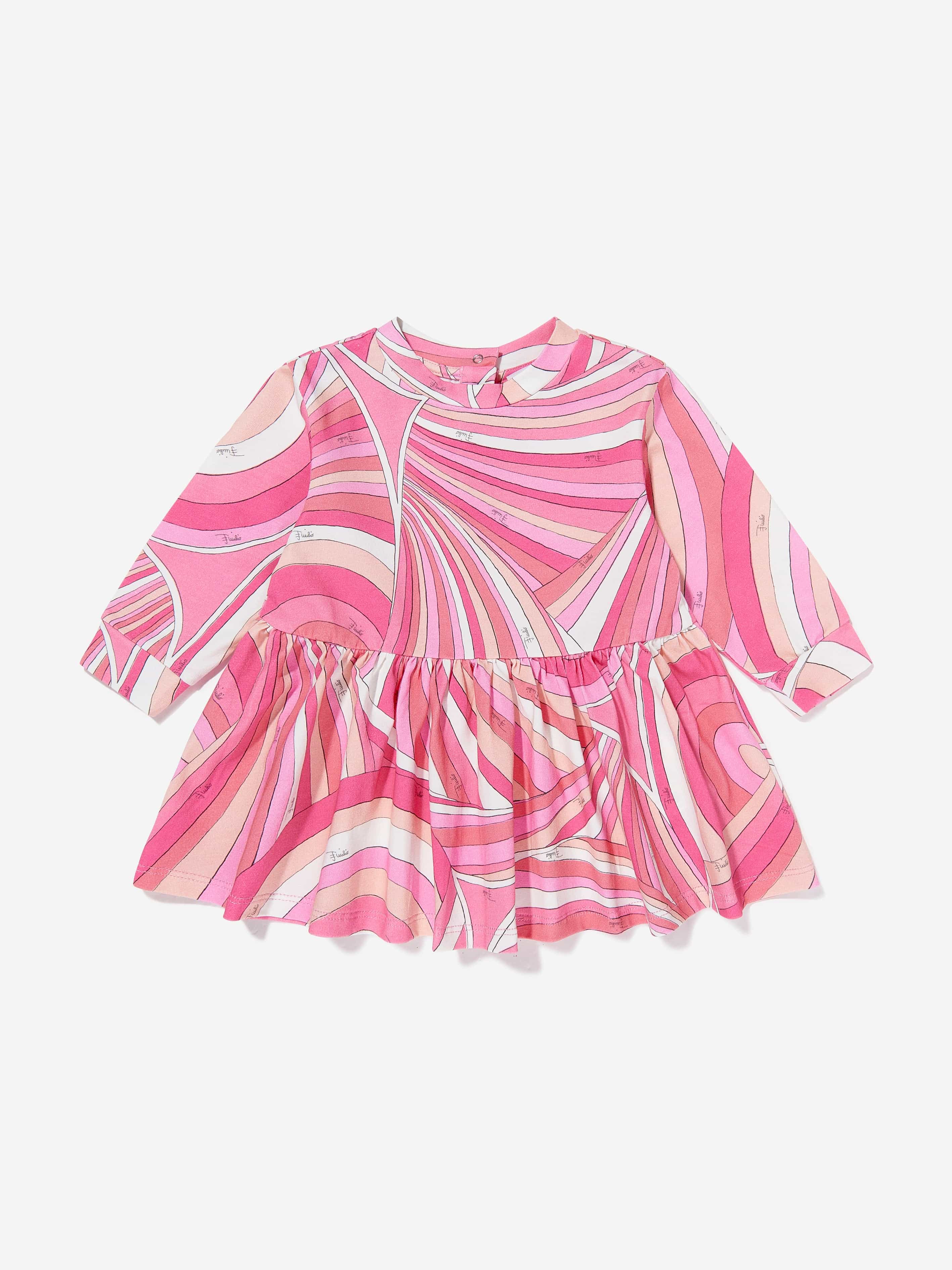Baby Girls Iride Print Jersey Dress in Pink