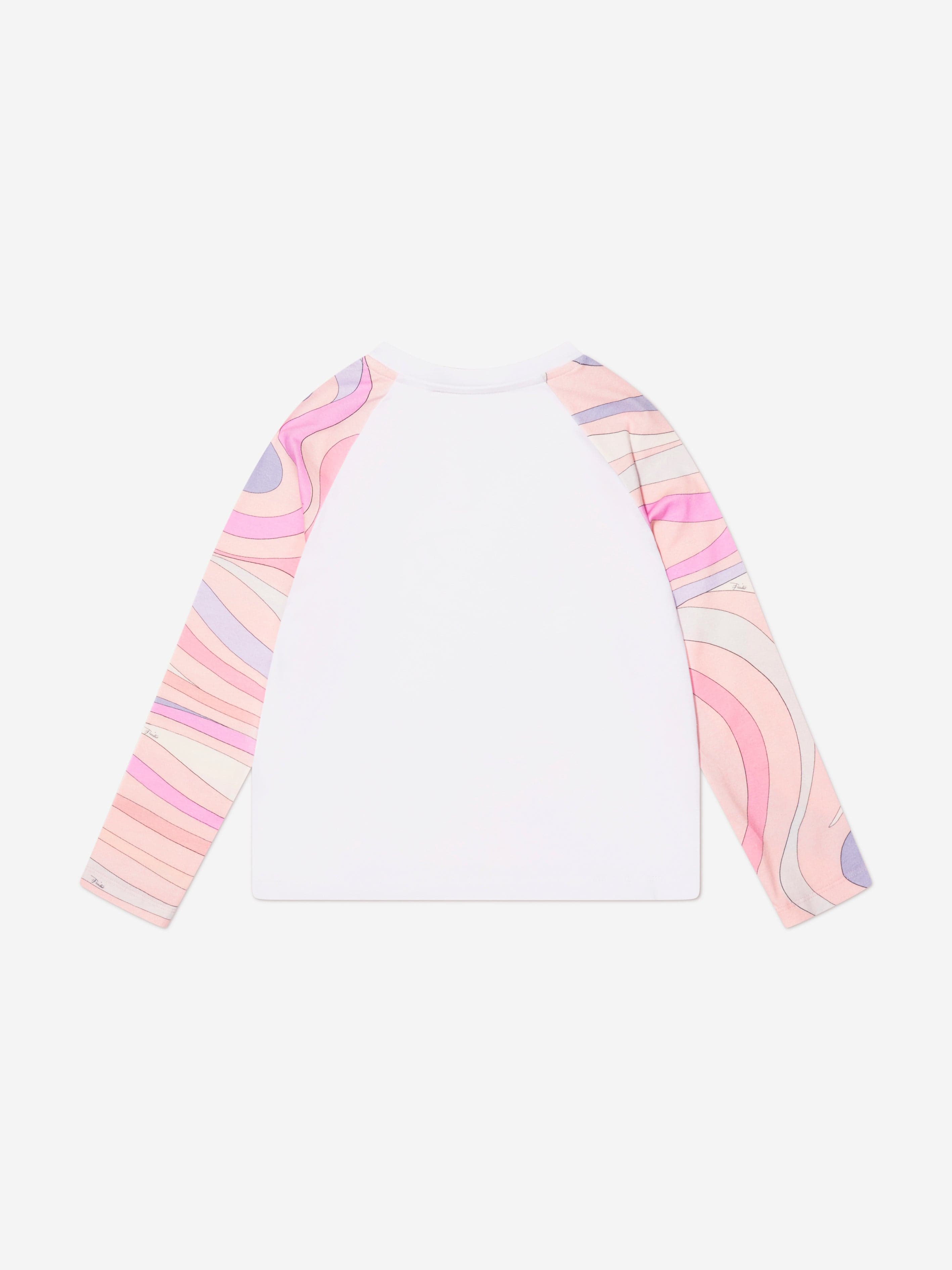 Pucci Girls Long Sleeve Marmo T-Shirt in White