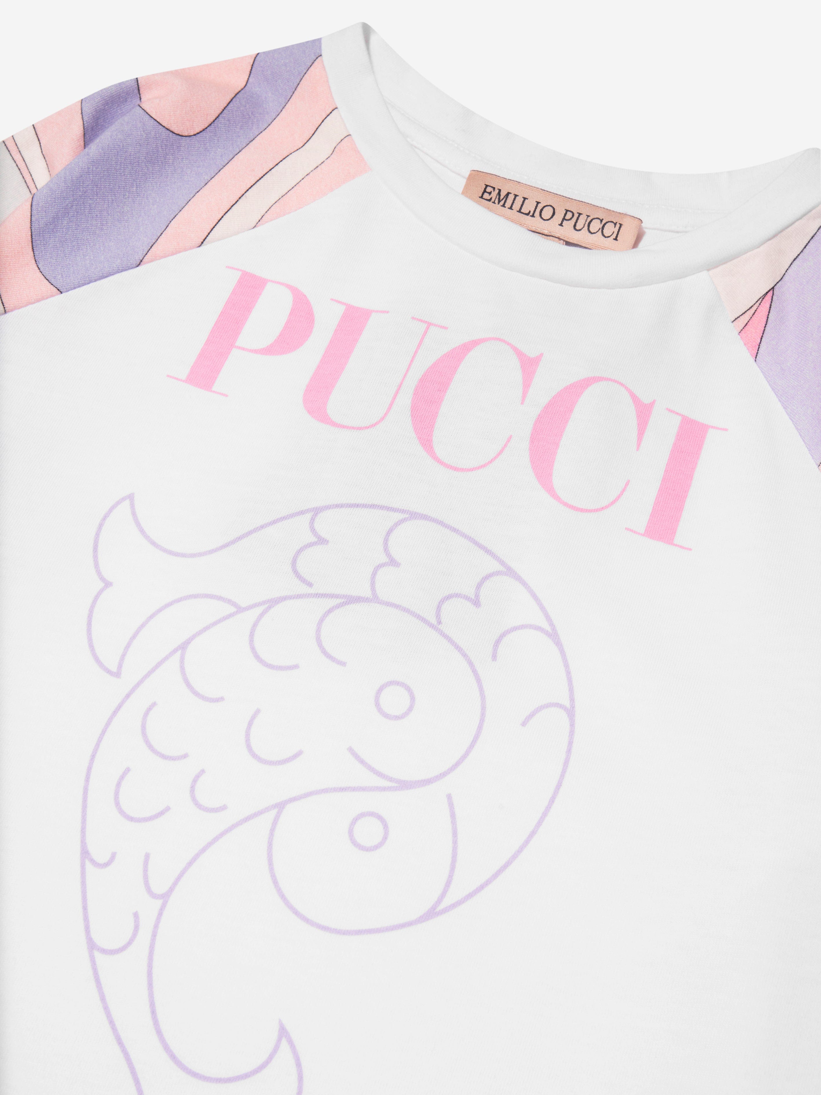 Pucci Girls Long Sleeve Marmo T-Shirt in White