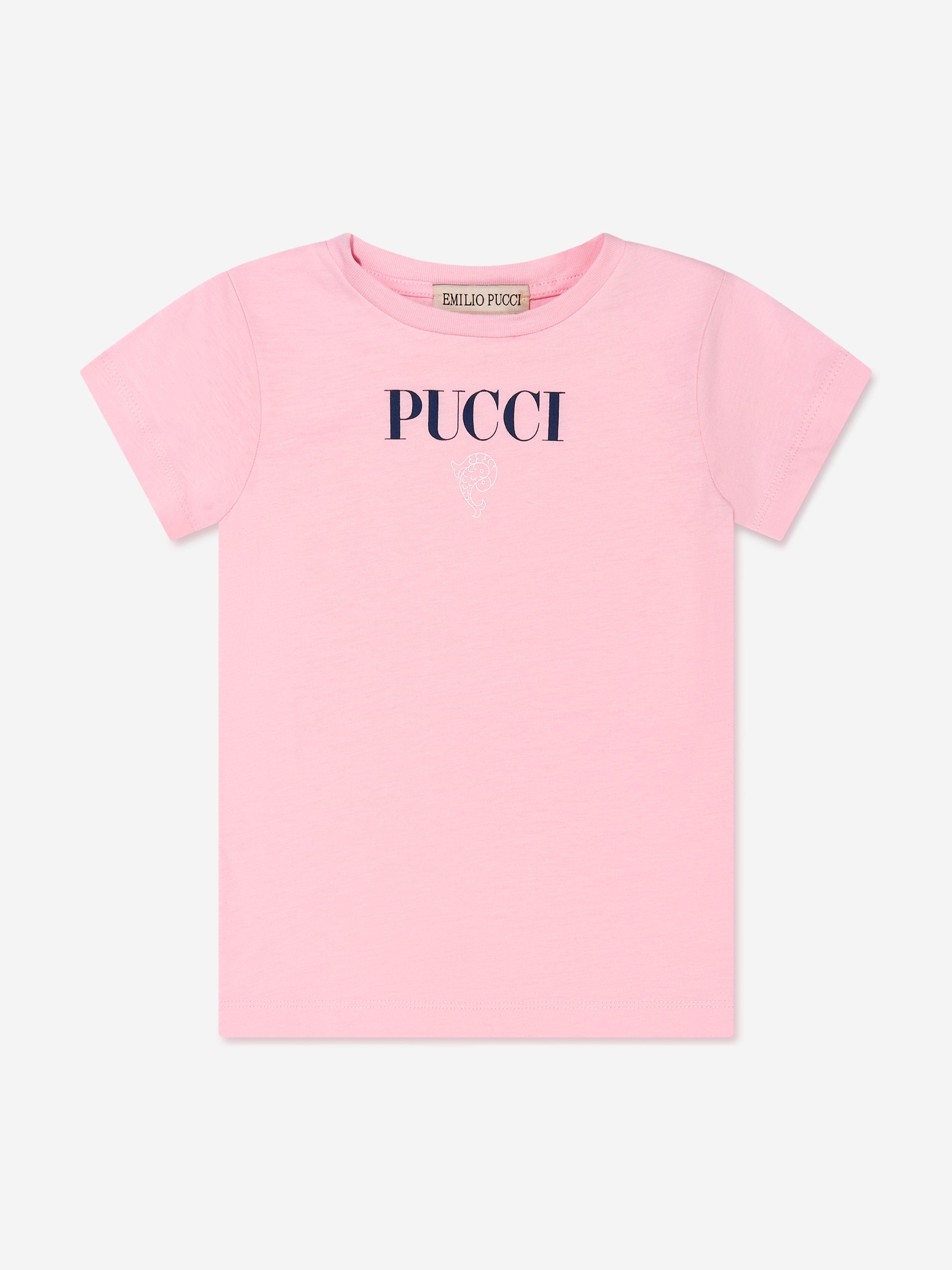 Pucci Girls Fish Logo T-Shirt in Pink