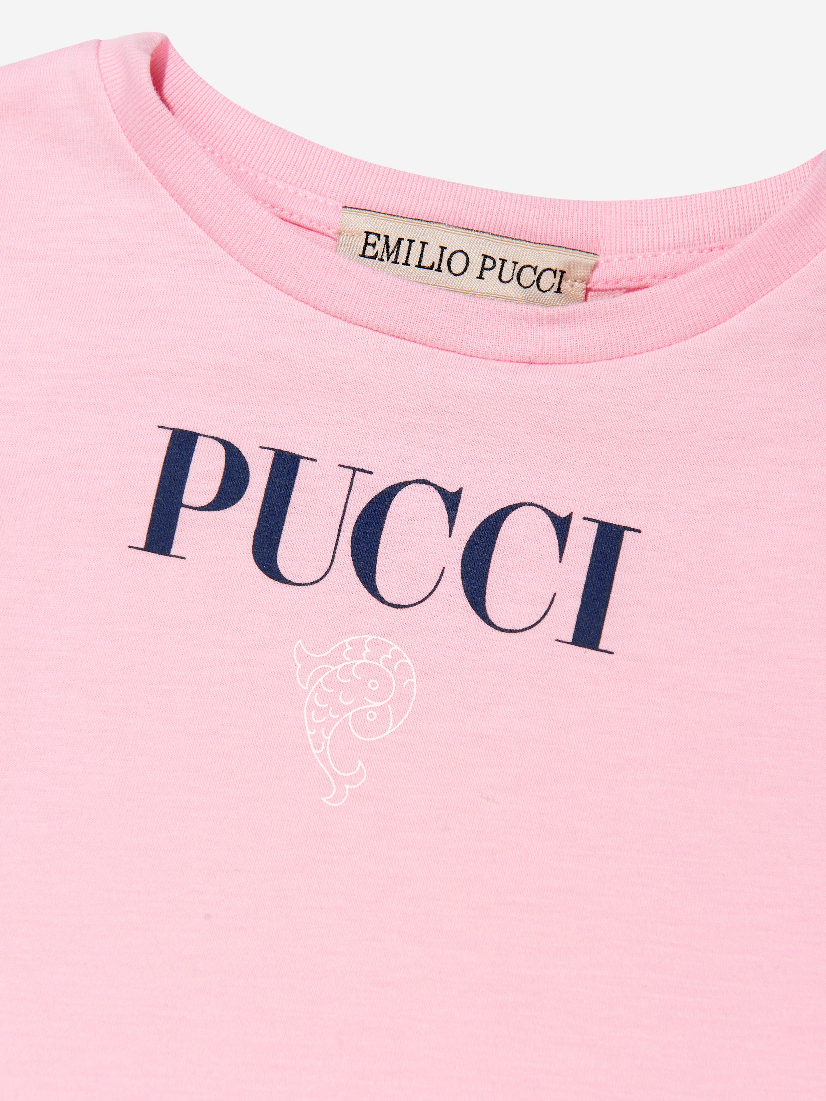 Pucci Girls Fish Logo T-Shirt in Pink