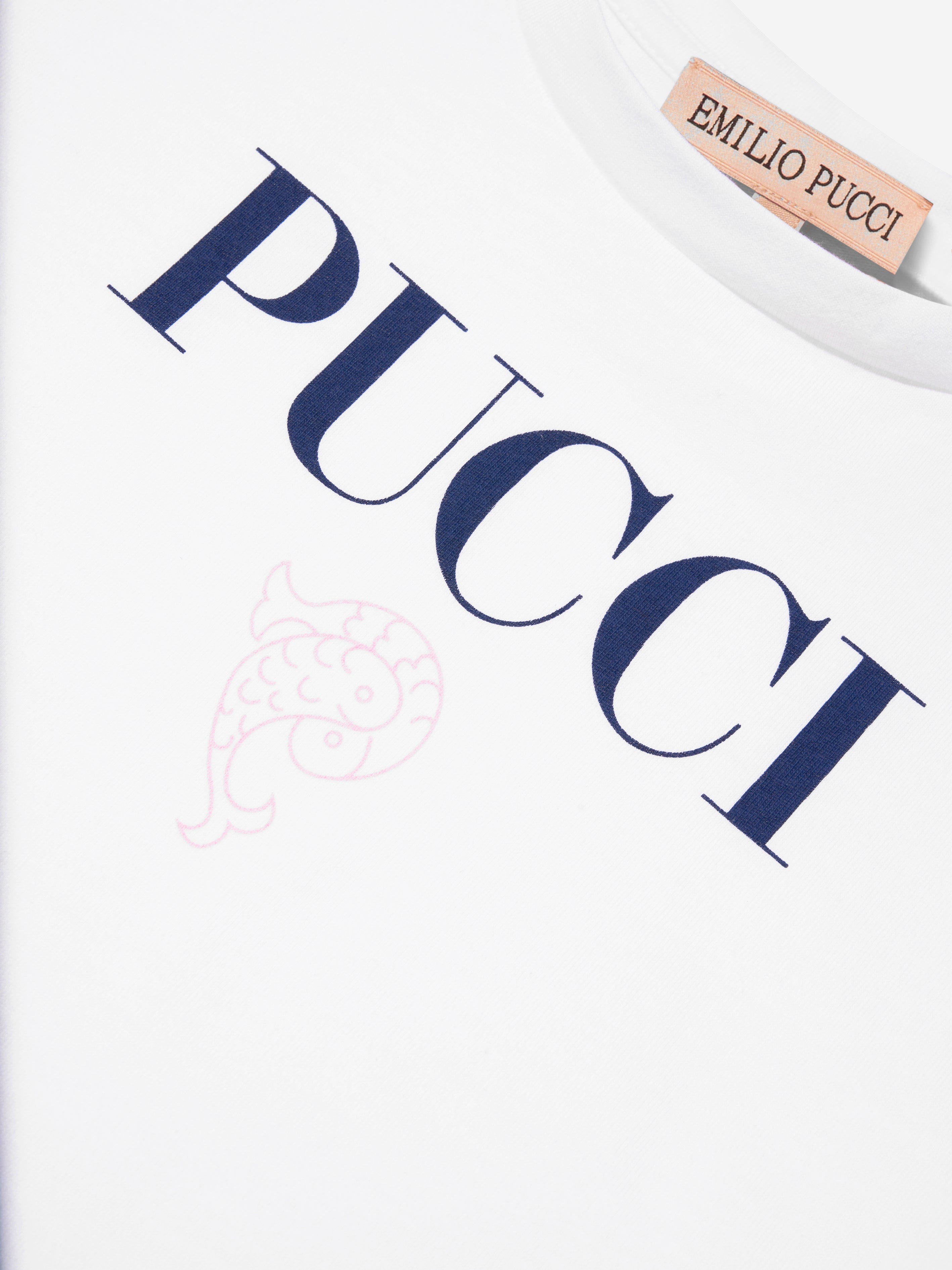 Pucci Girls Fish Logo T-Shirt in White