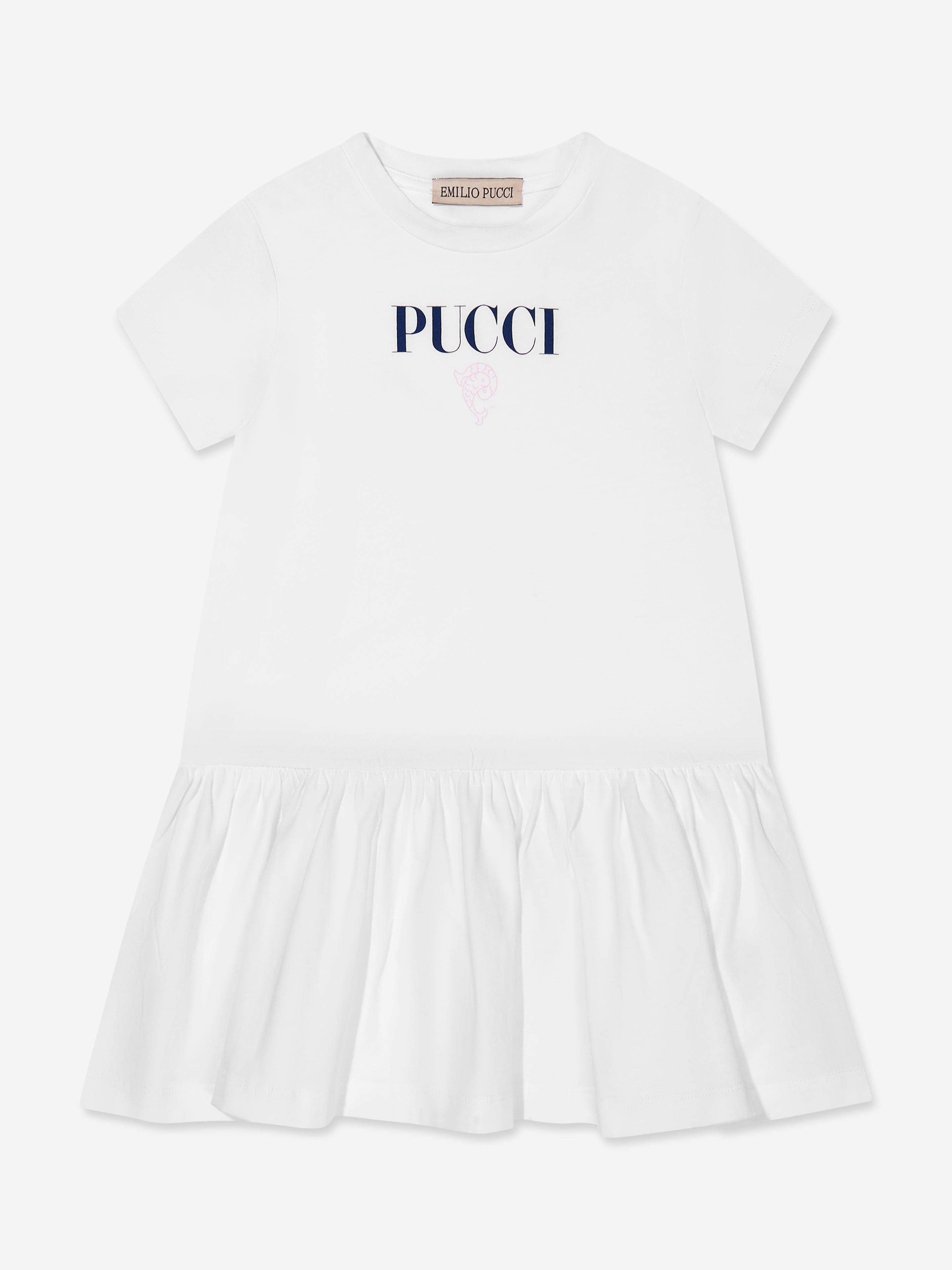 Pucci Girls Logo Jersey Dress in White