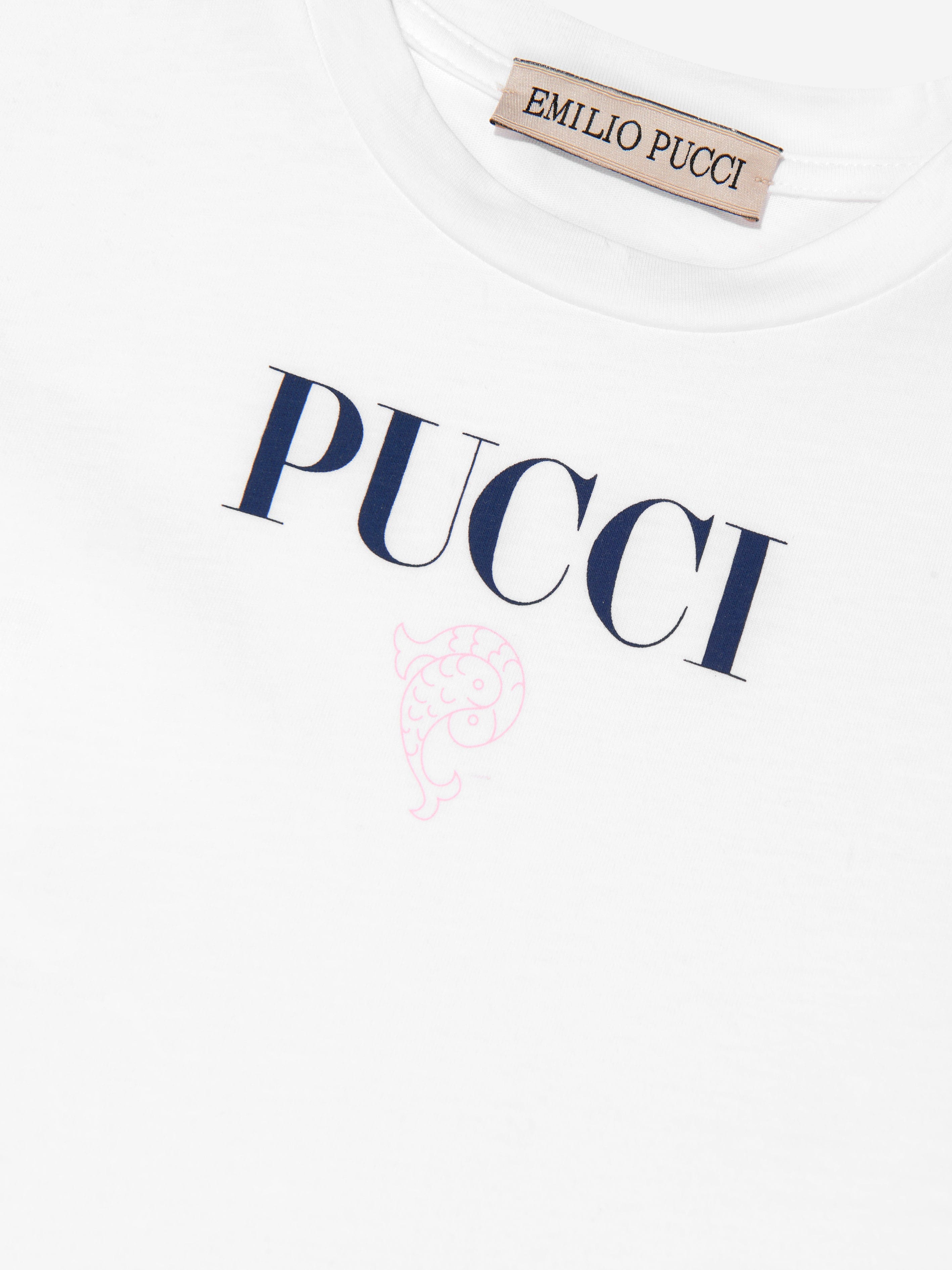 Pucci Girls Logo Jersey Dress in White