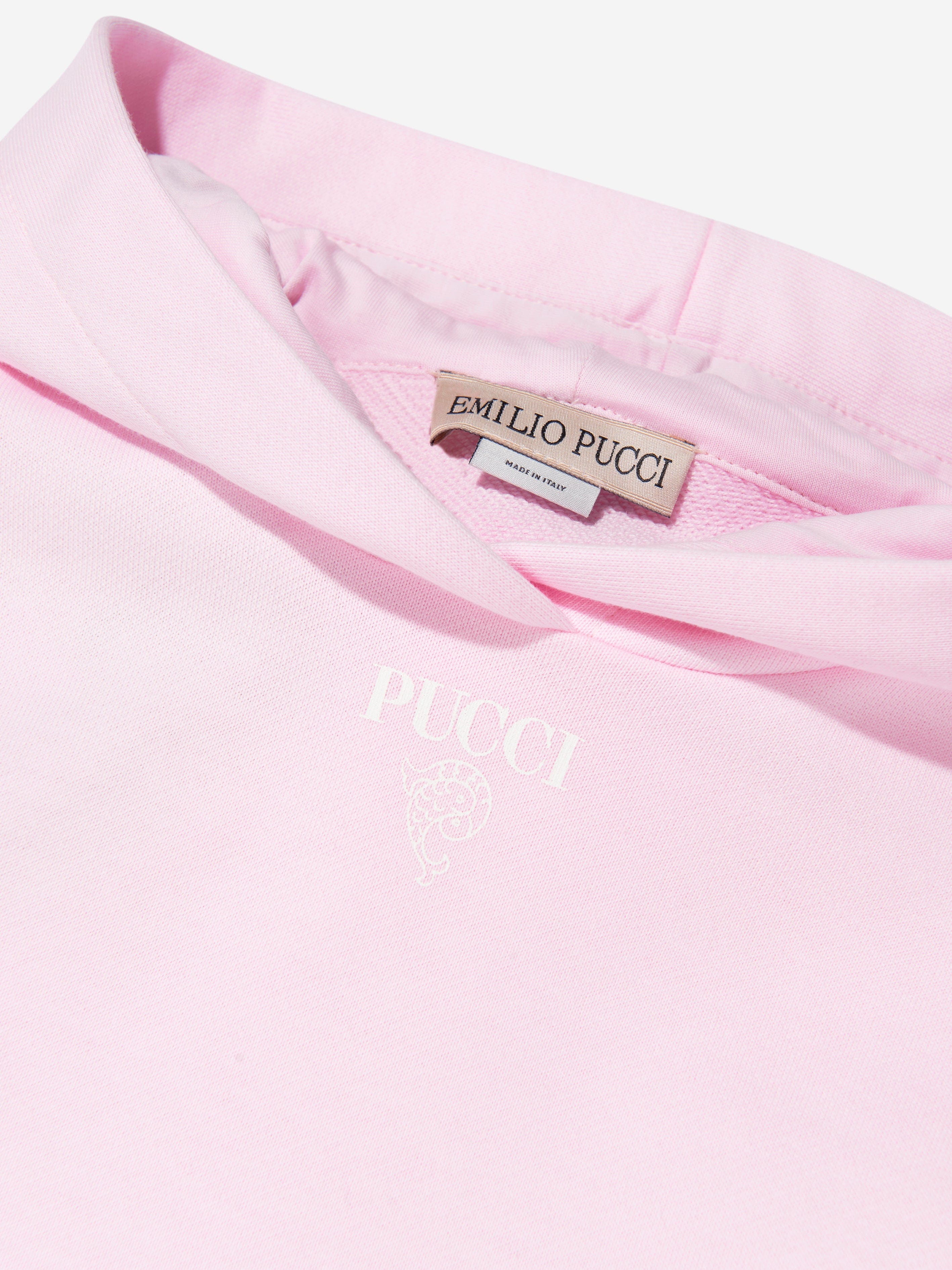 Pucci Girls Hooded Jersey Dress in Pink