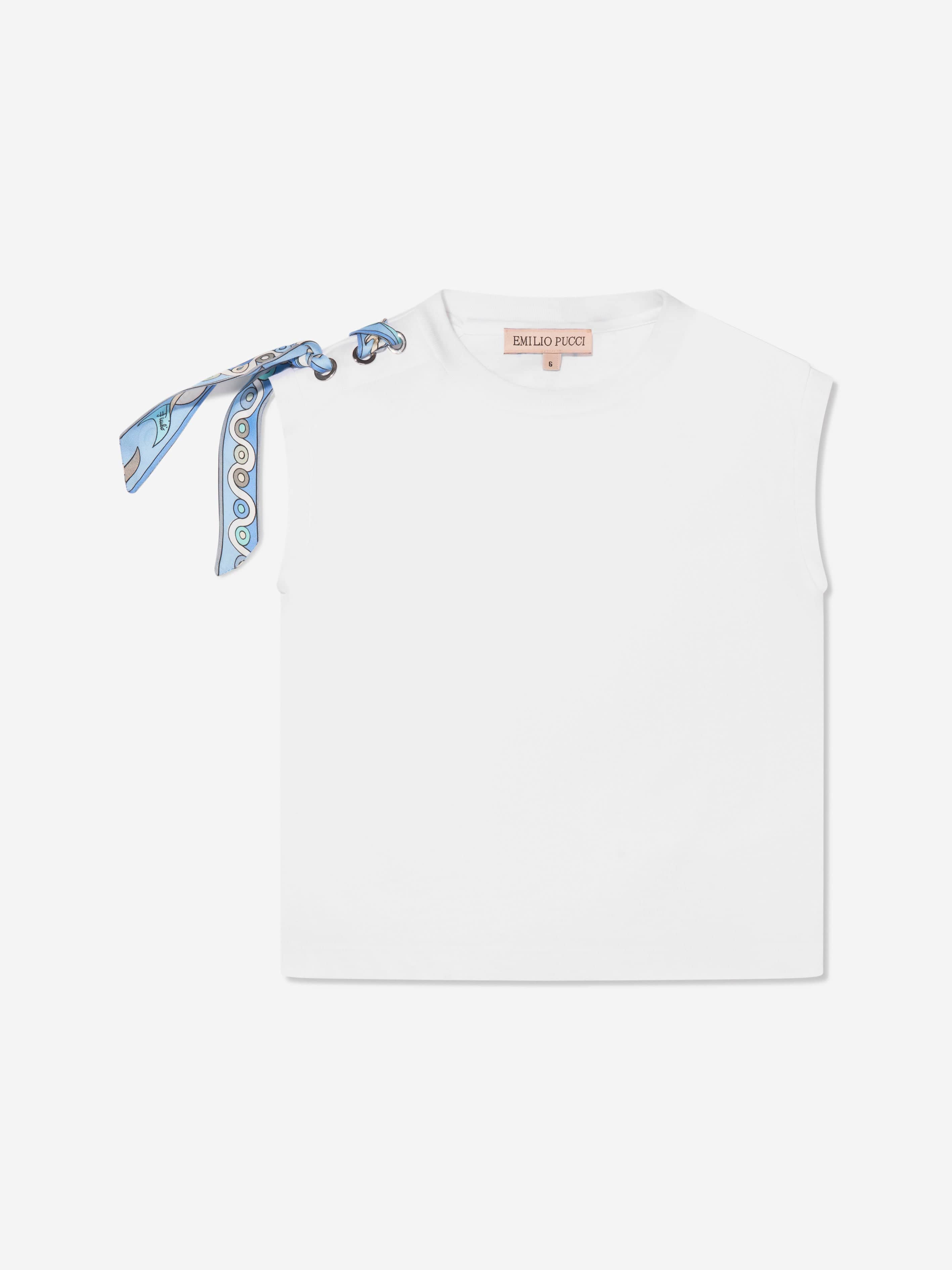 Pucci Girls Sleeveless T-Shirt in White