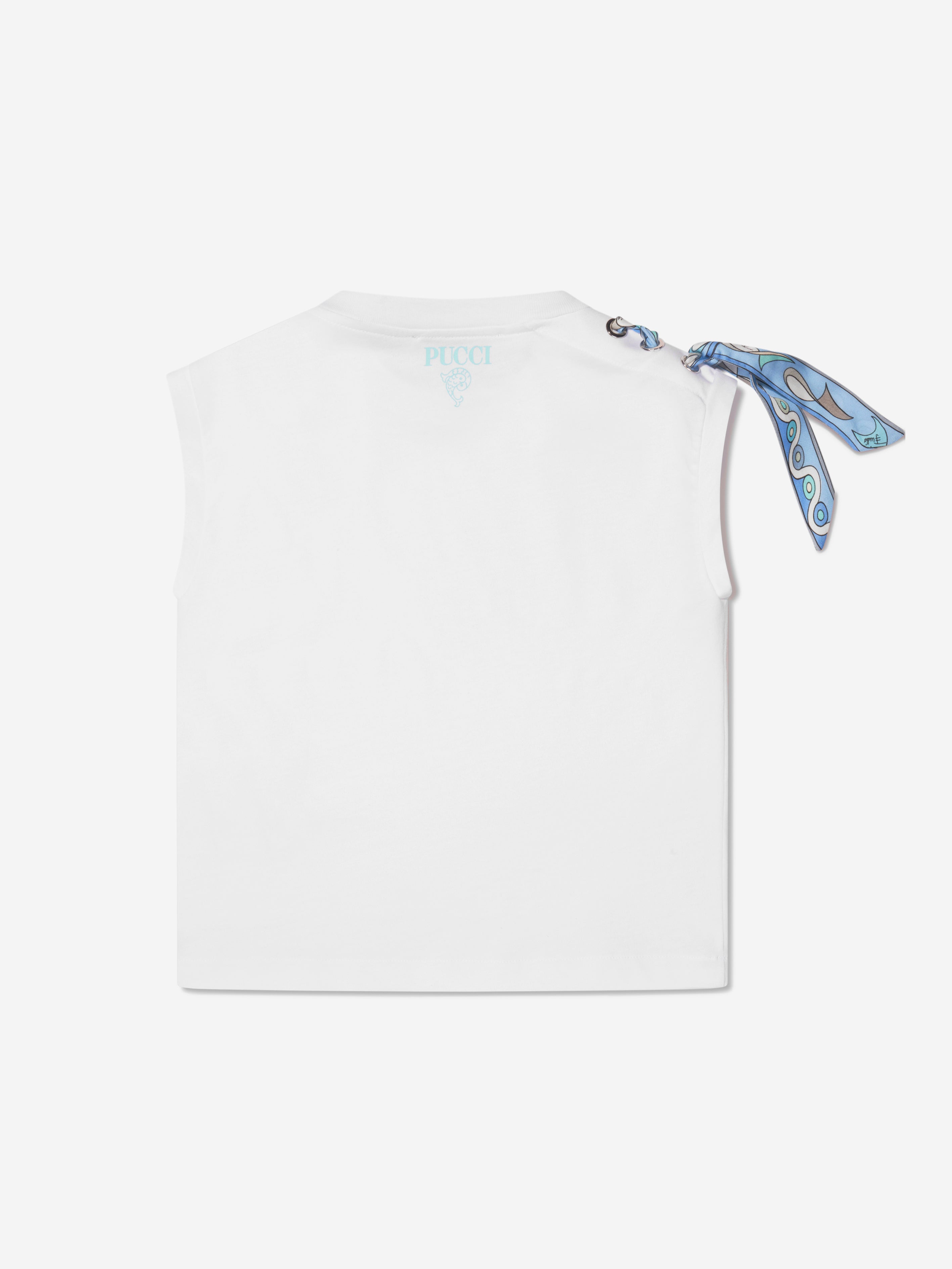 Pucci Girls Sleeveless T-Shirt in White