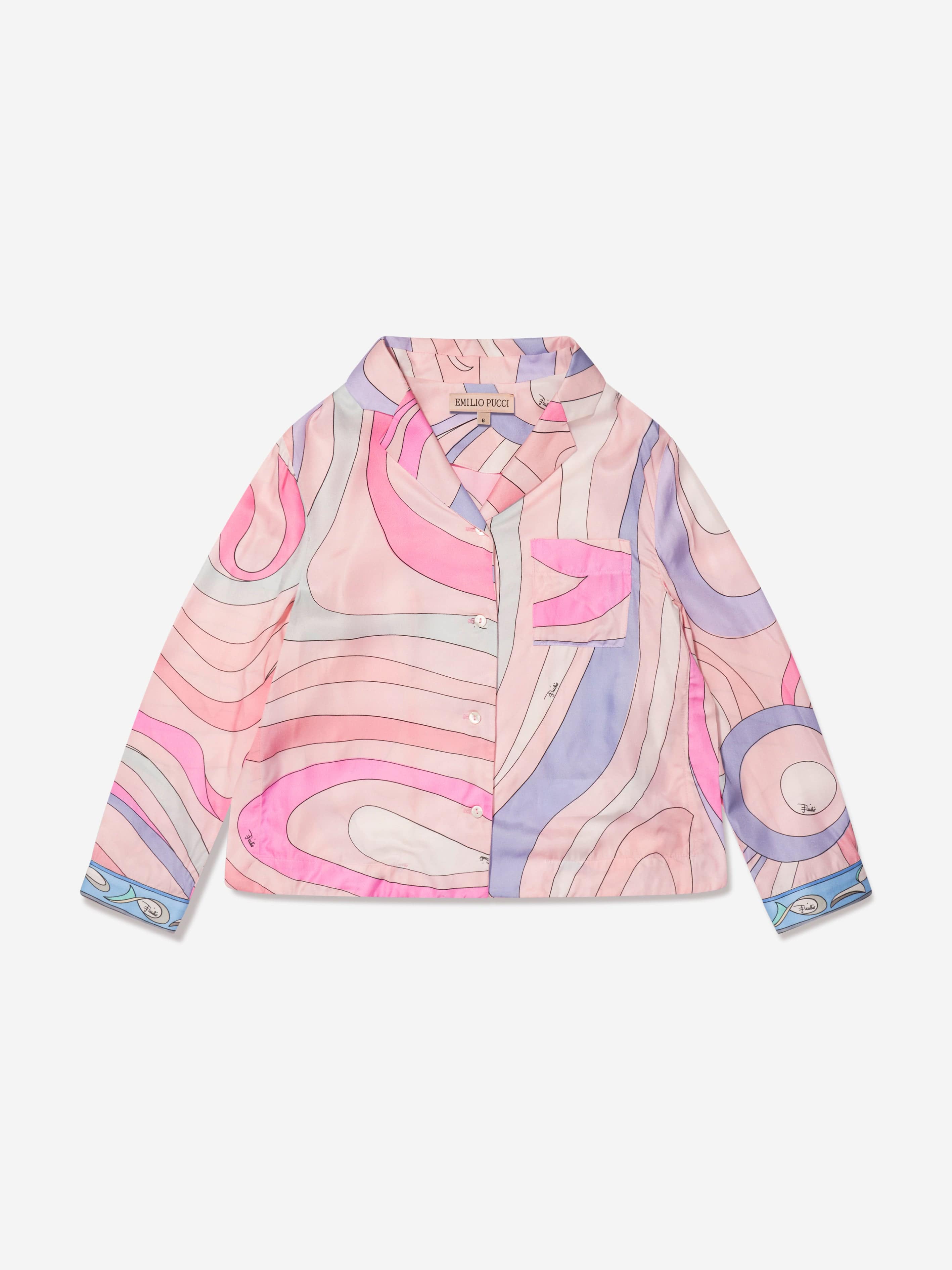 Pucci Girls Marmo Print Blouse in Pink