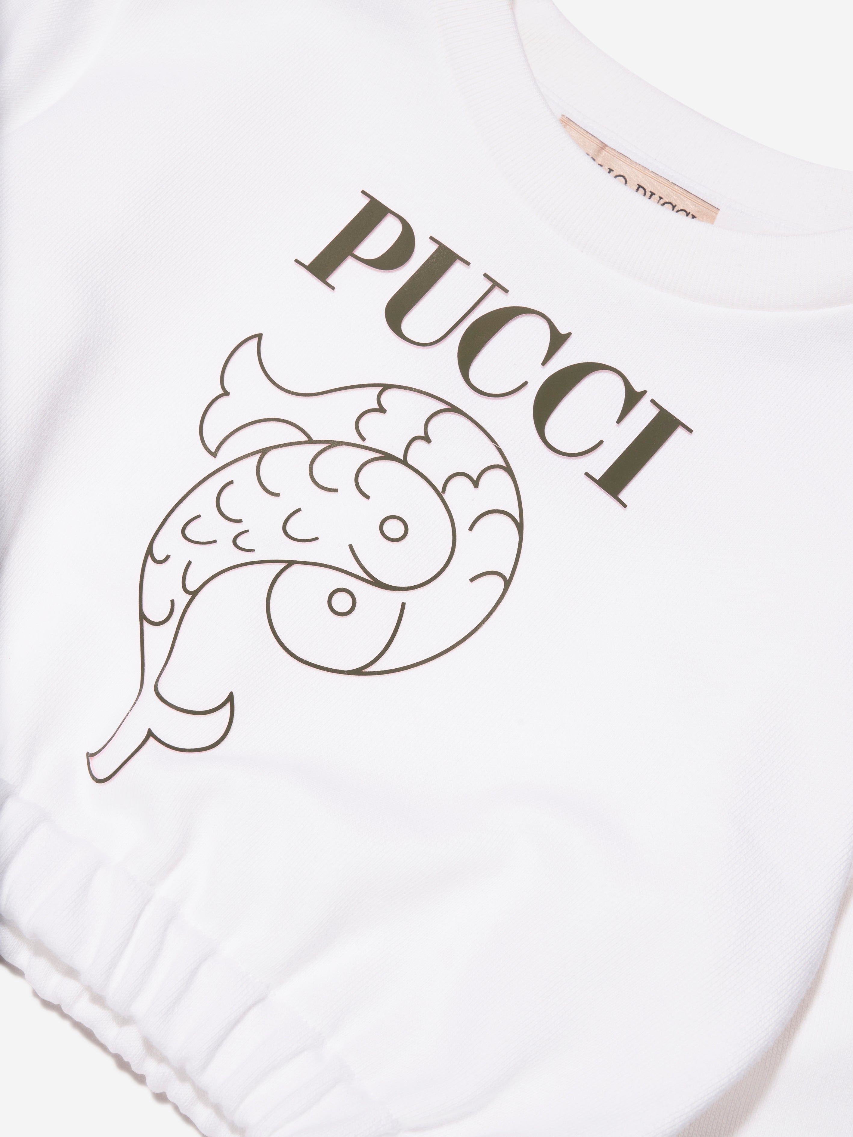 Pucci Girls Cropped Logo Sweatshirt in White