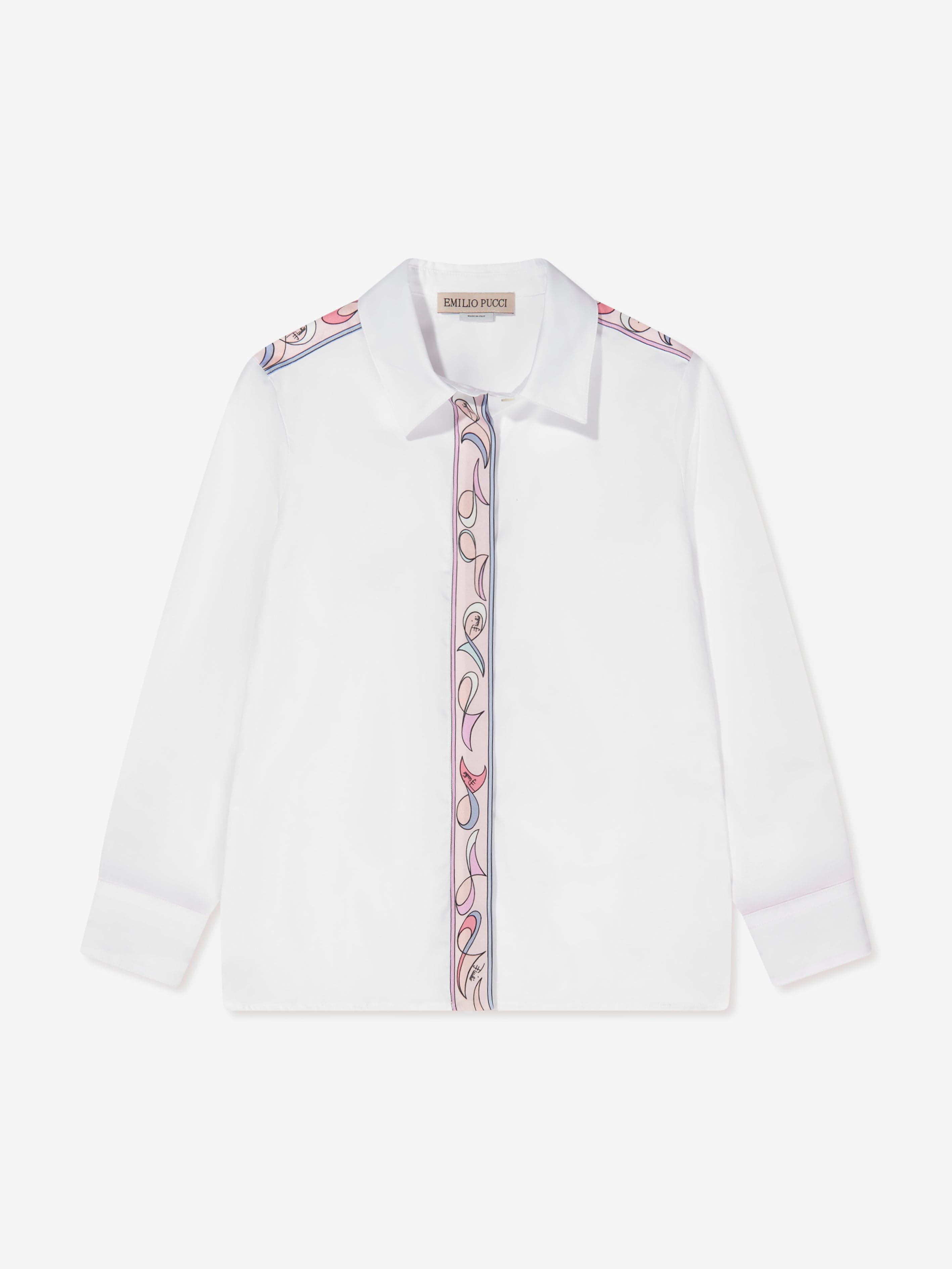 Pucci Girls Long Sleeve Shirt in White