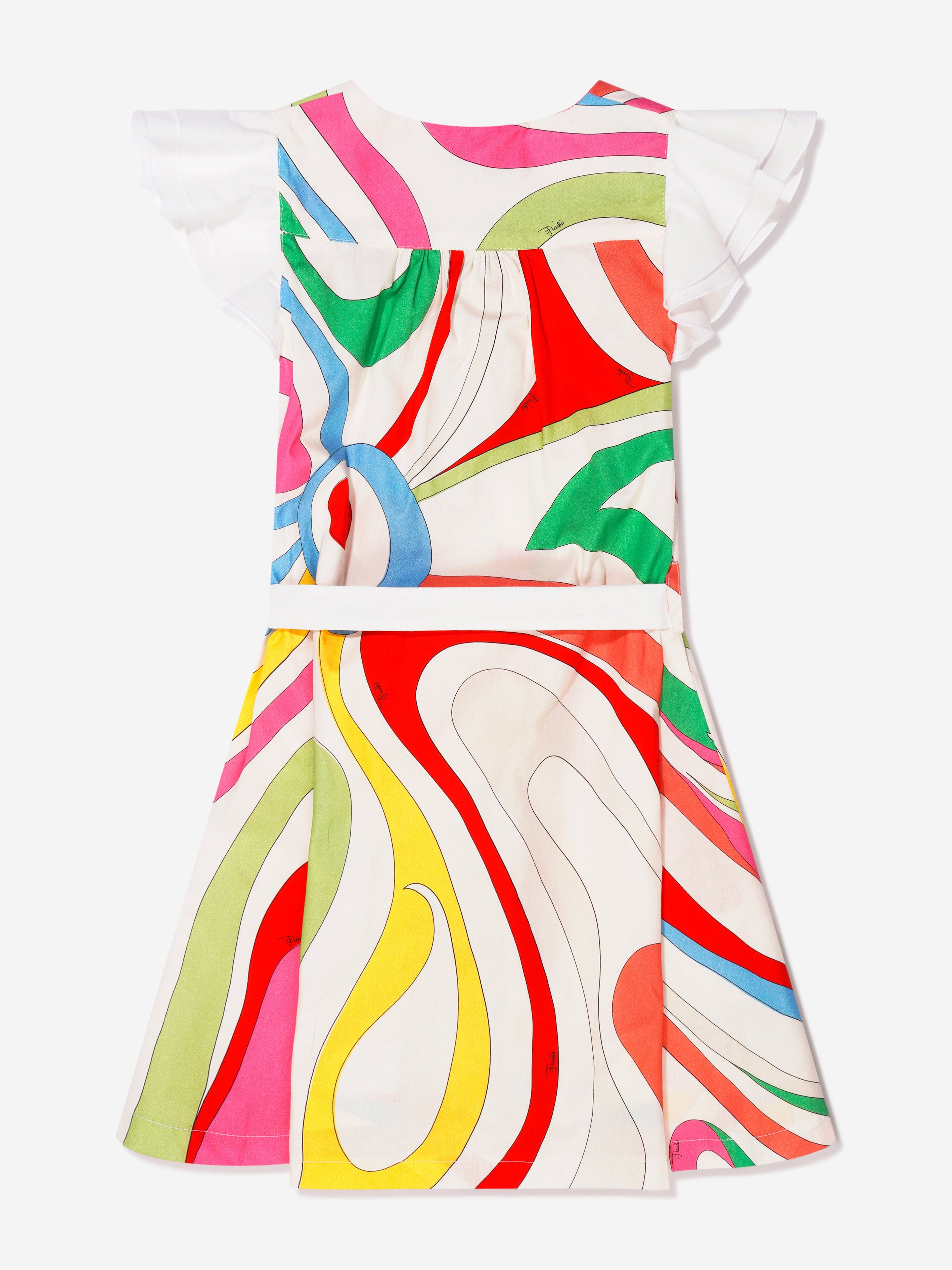 Pucci Girls Marmo Print Belted Dress in Multicolour