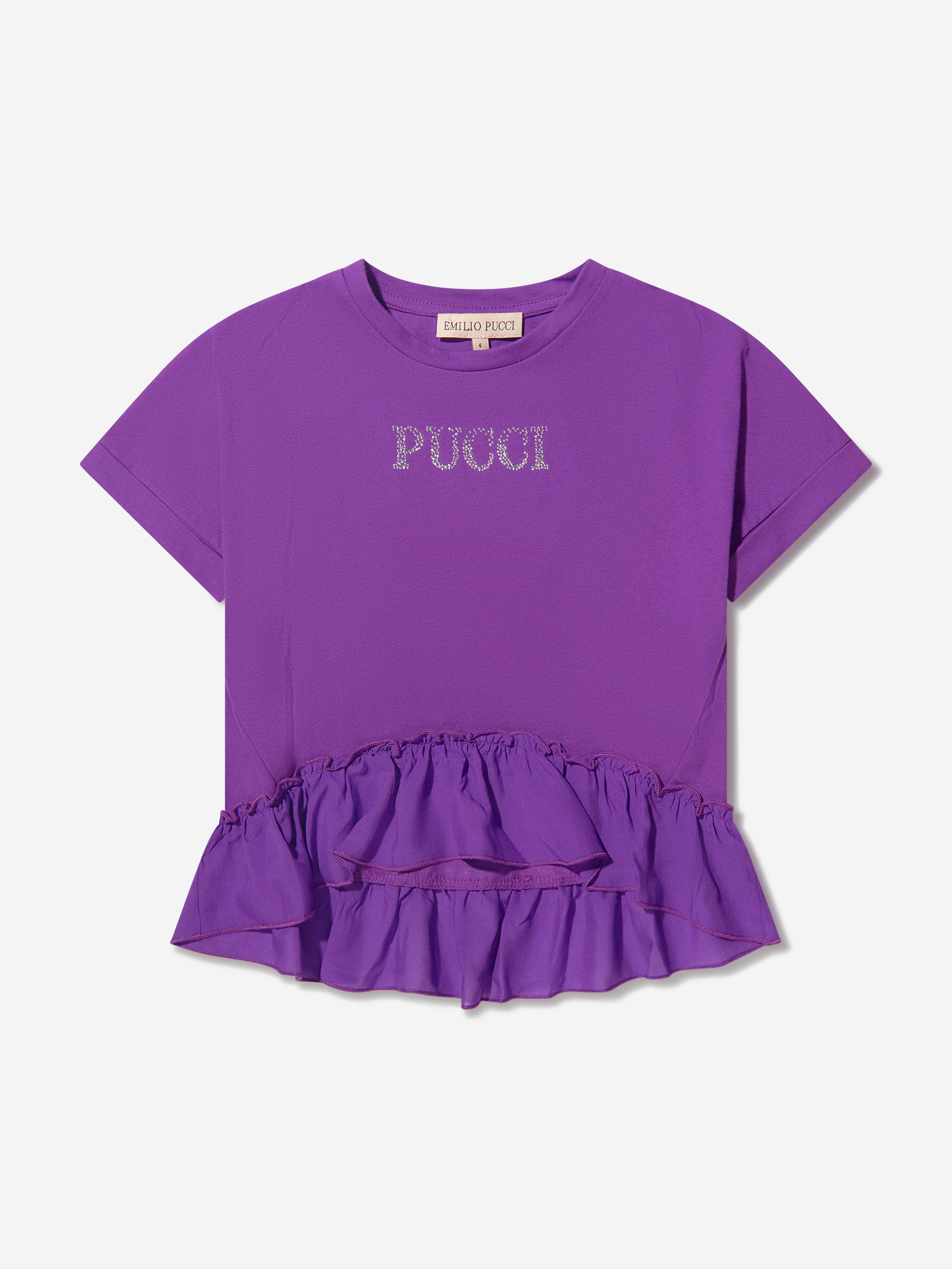 Pucci Girls Logo Peplum T-Shirt