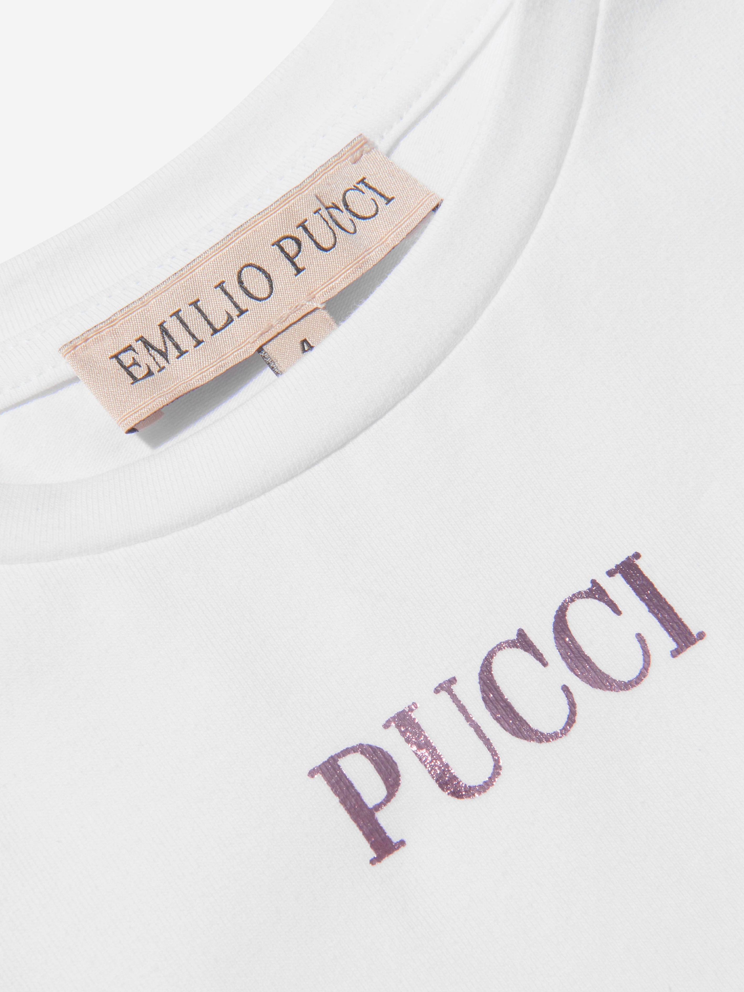 Pucci Girls Ruffle Detail Logo T-Shirt