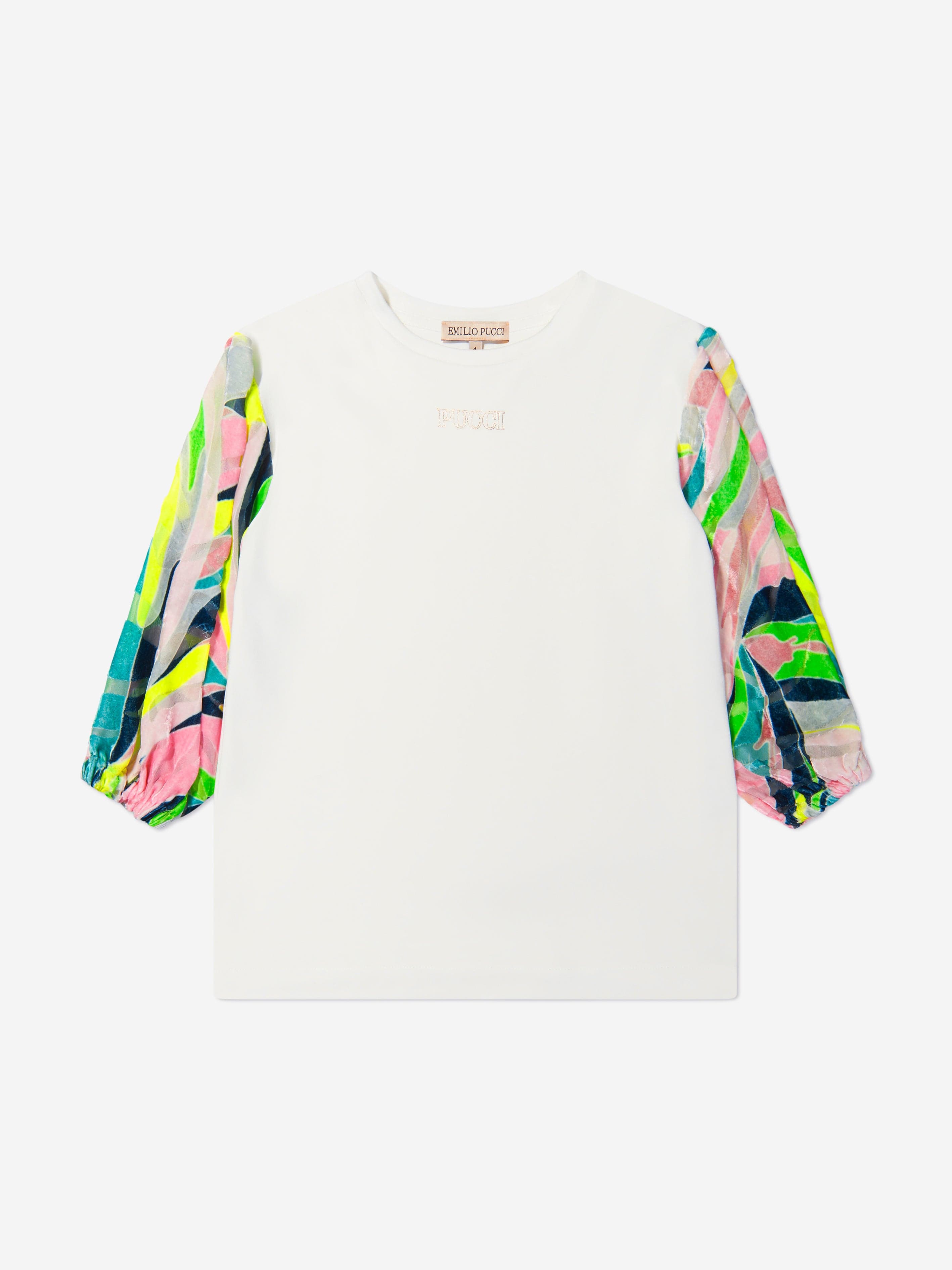 Pucci Girls Printed Sleeve Logo Dress