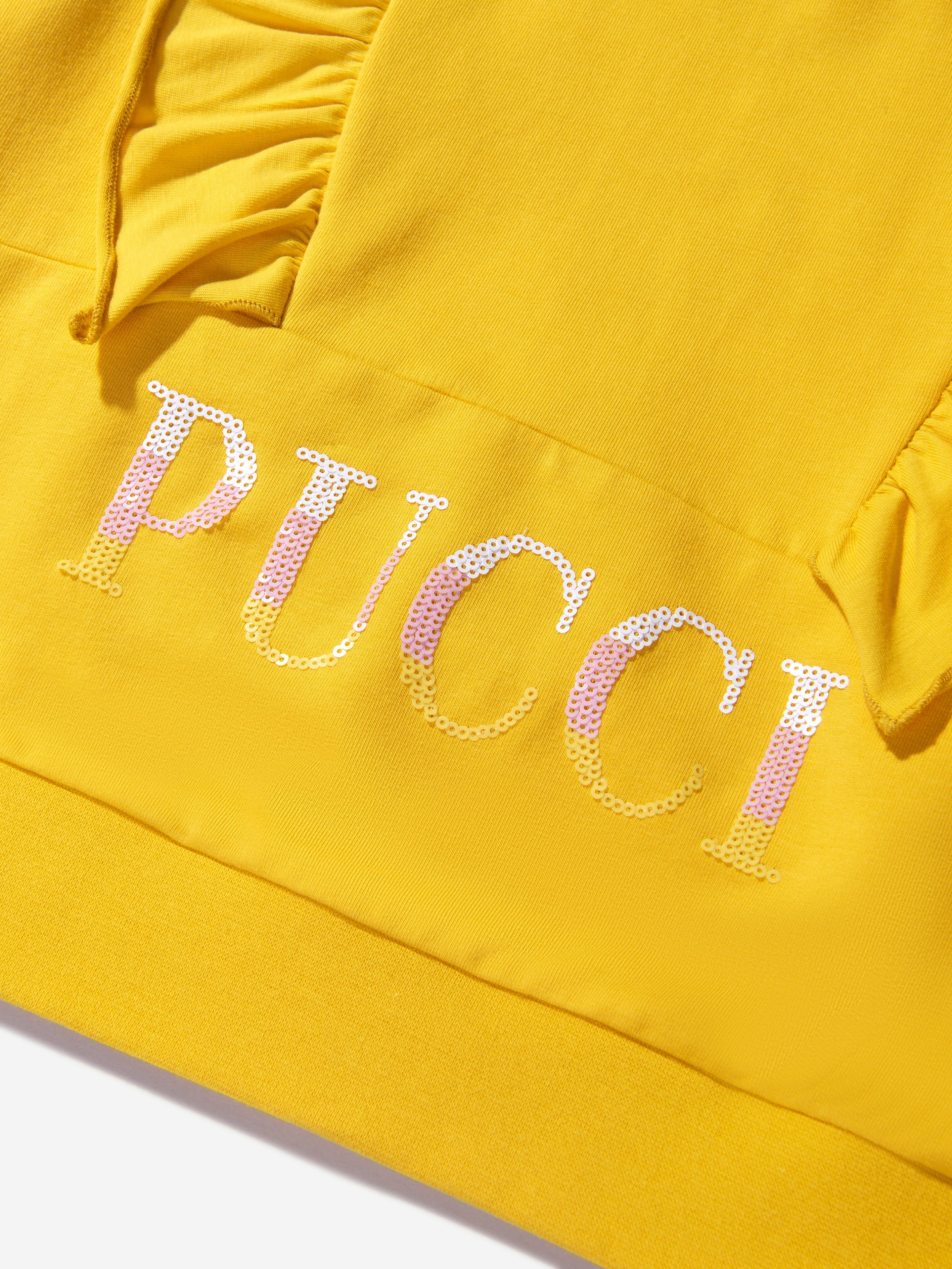 Pucci Girls Cotton Frilly Trim Logo Sweatshirt