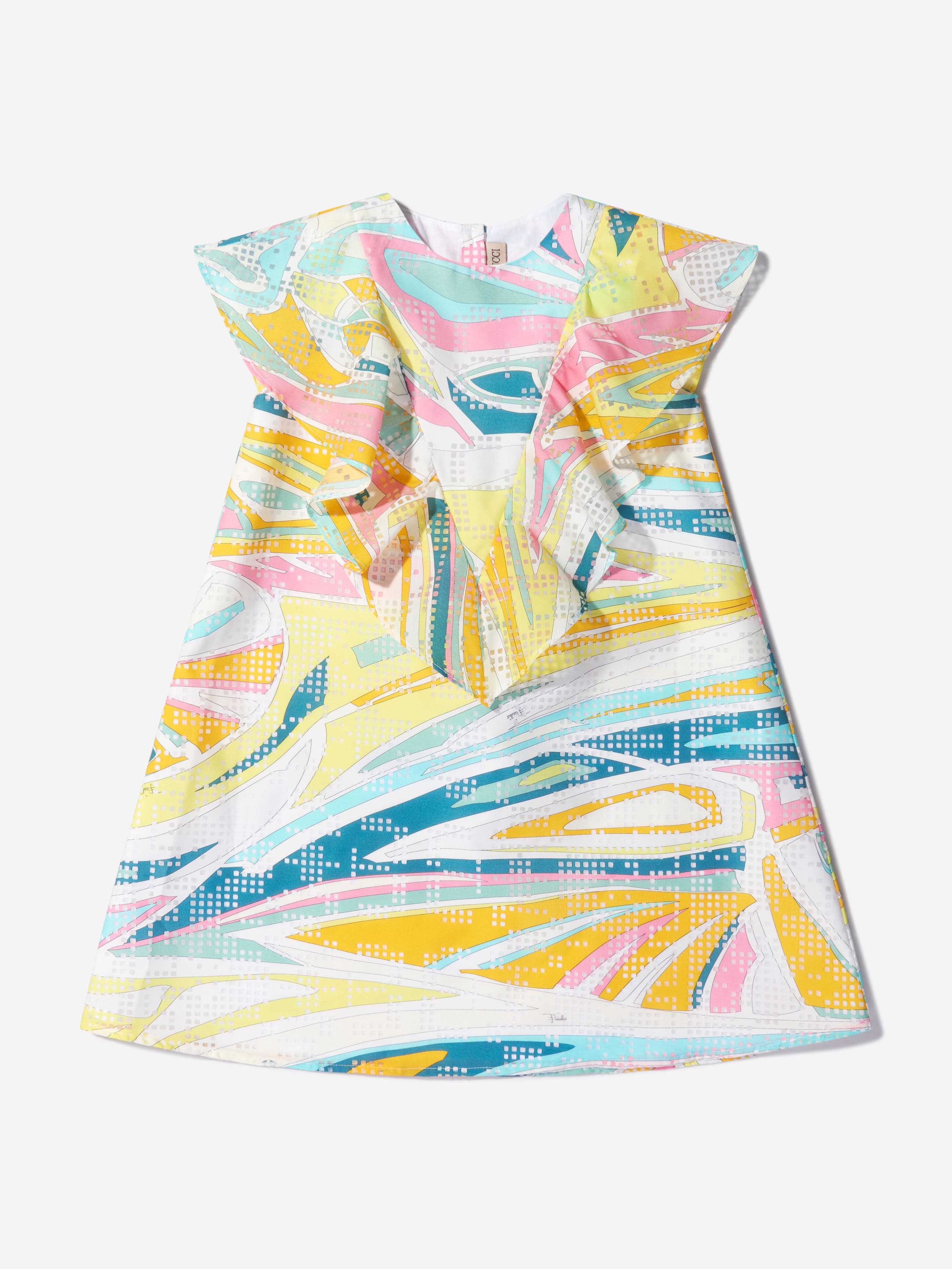 Pucci Girls Cotton Patterned Ruffle Dress