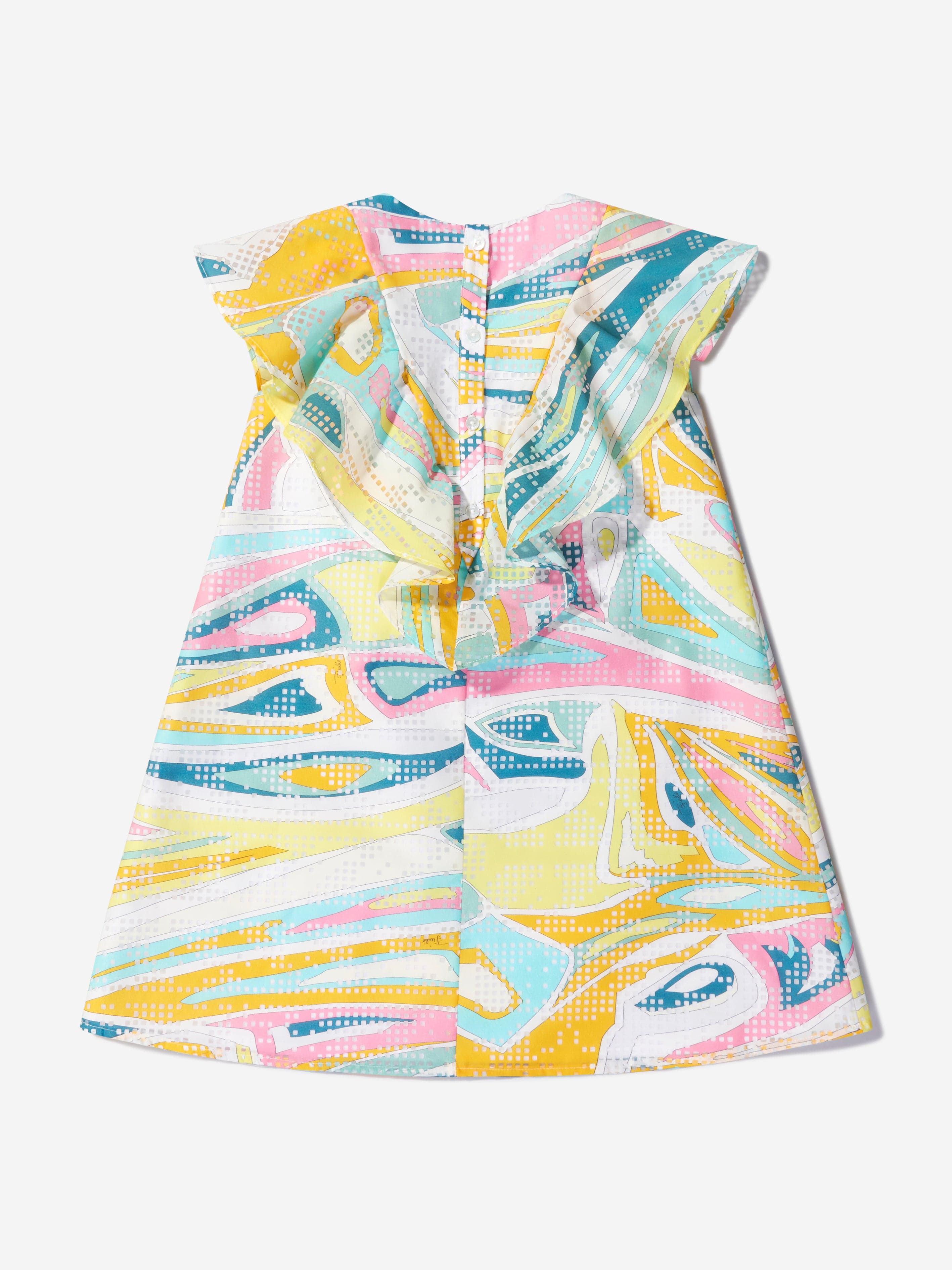 Pucci Girls Cotton Patterned Ruffle Dress