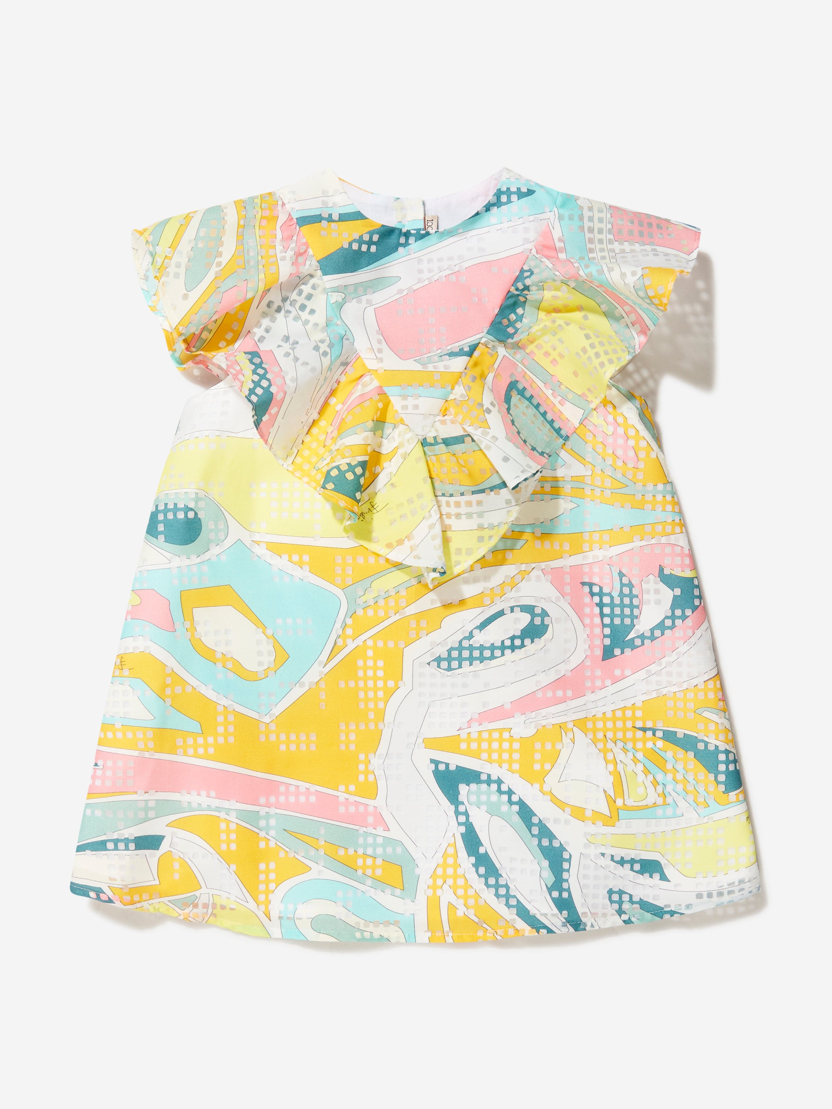 Pucci Baby Girls Cotton Patterned Ruffle Dress