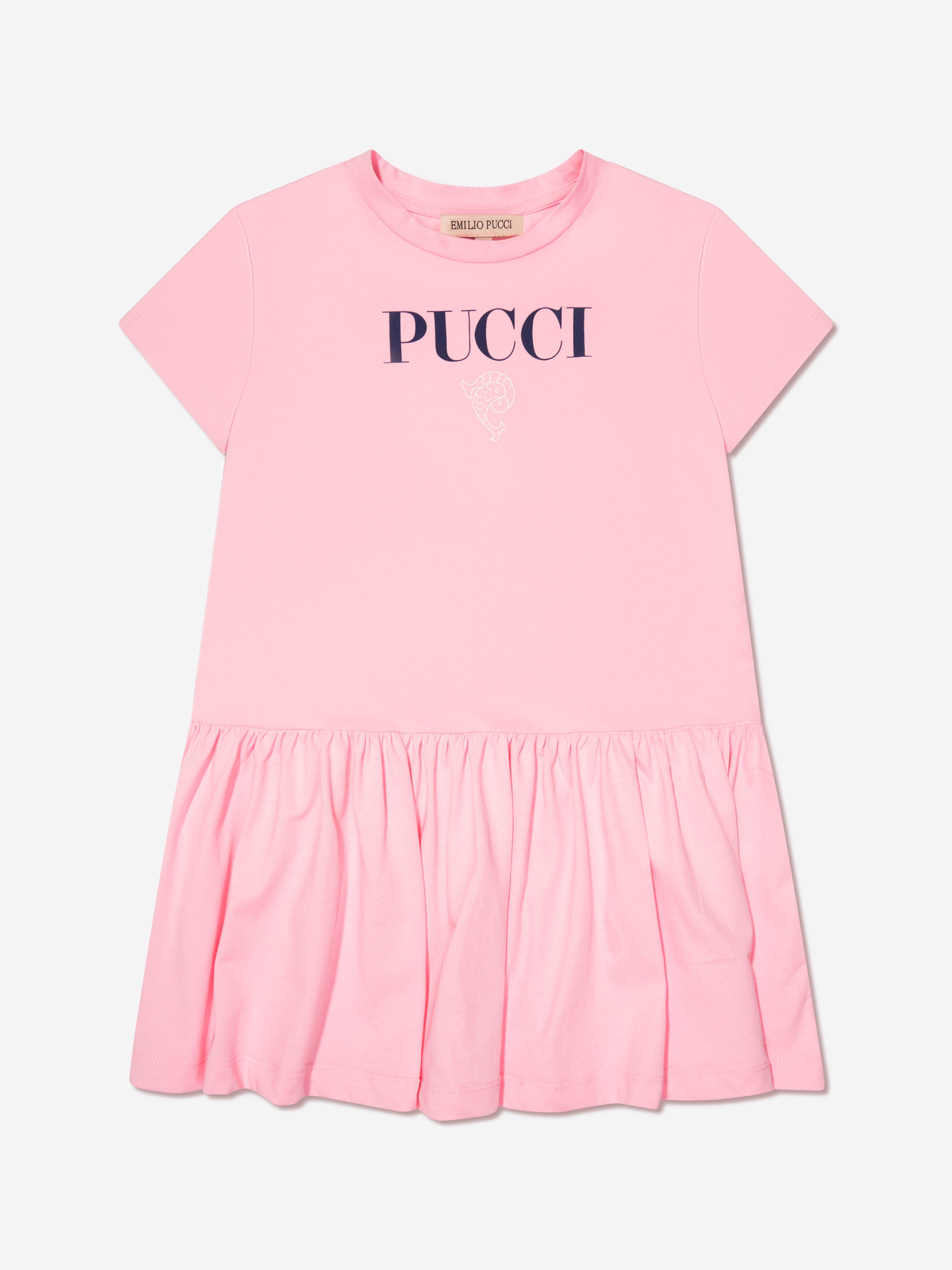 Pucci Girls Logo Jersey Dress in Pink