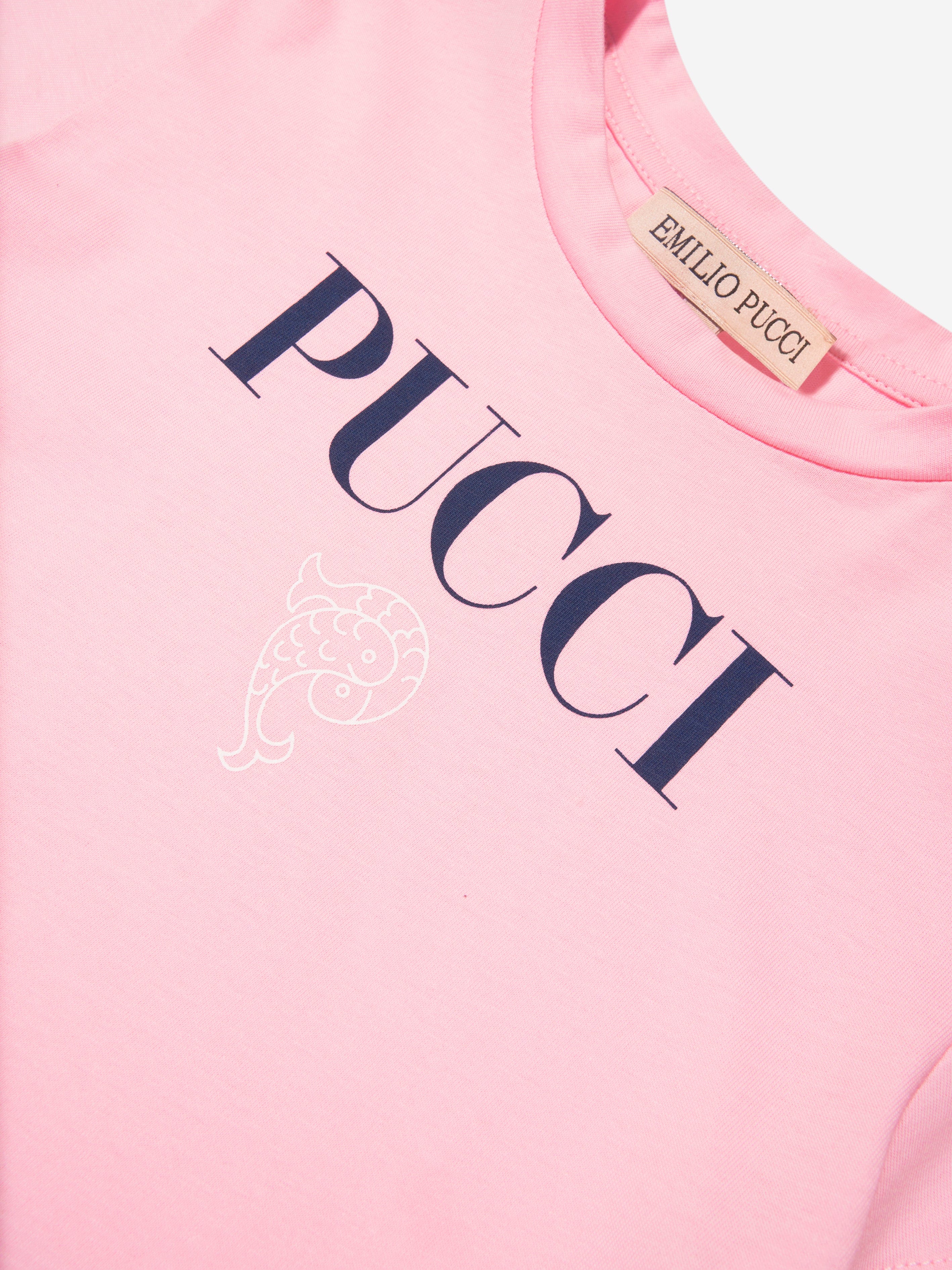 Pucci Girls Logo Jersey Dress in Pink