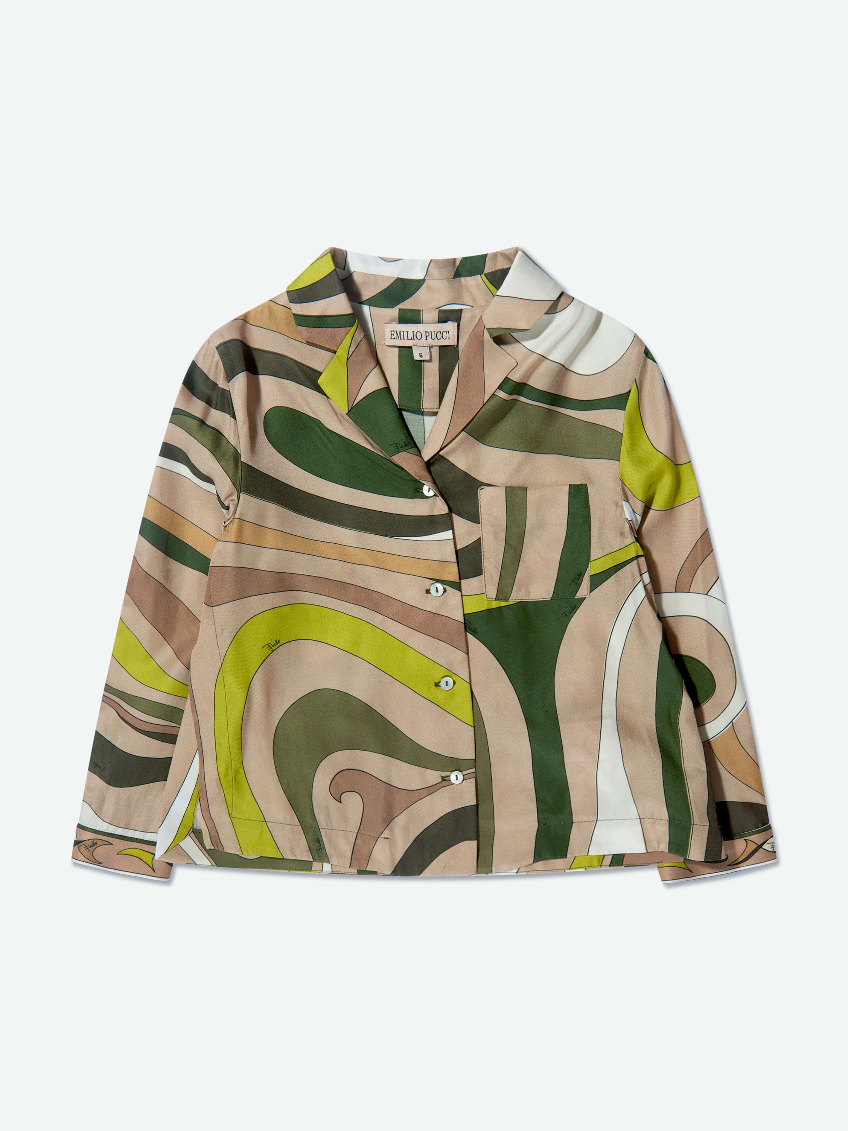 Pucci Girls Marmo Print Blouse in Green