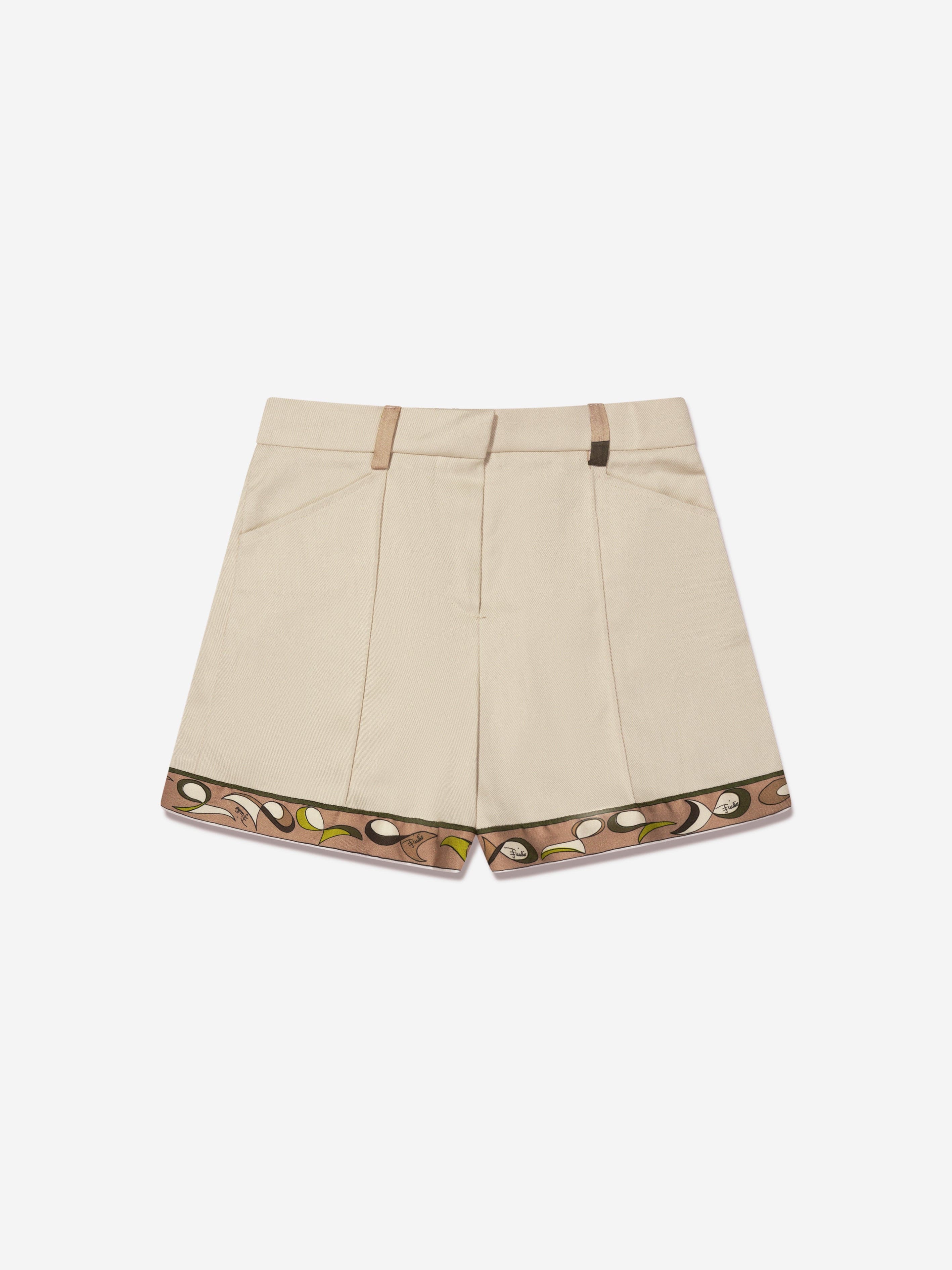 Pucci Girls Marmo Print Shorts in Cream