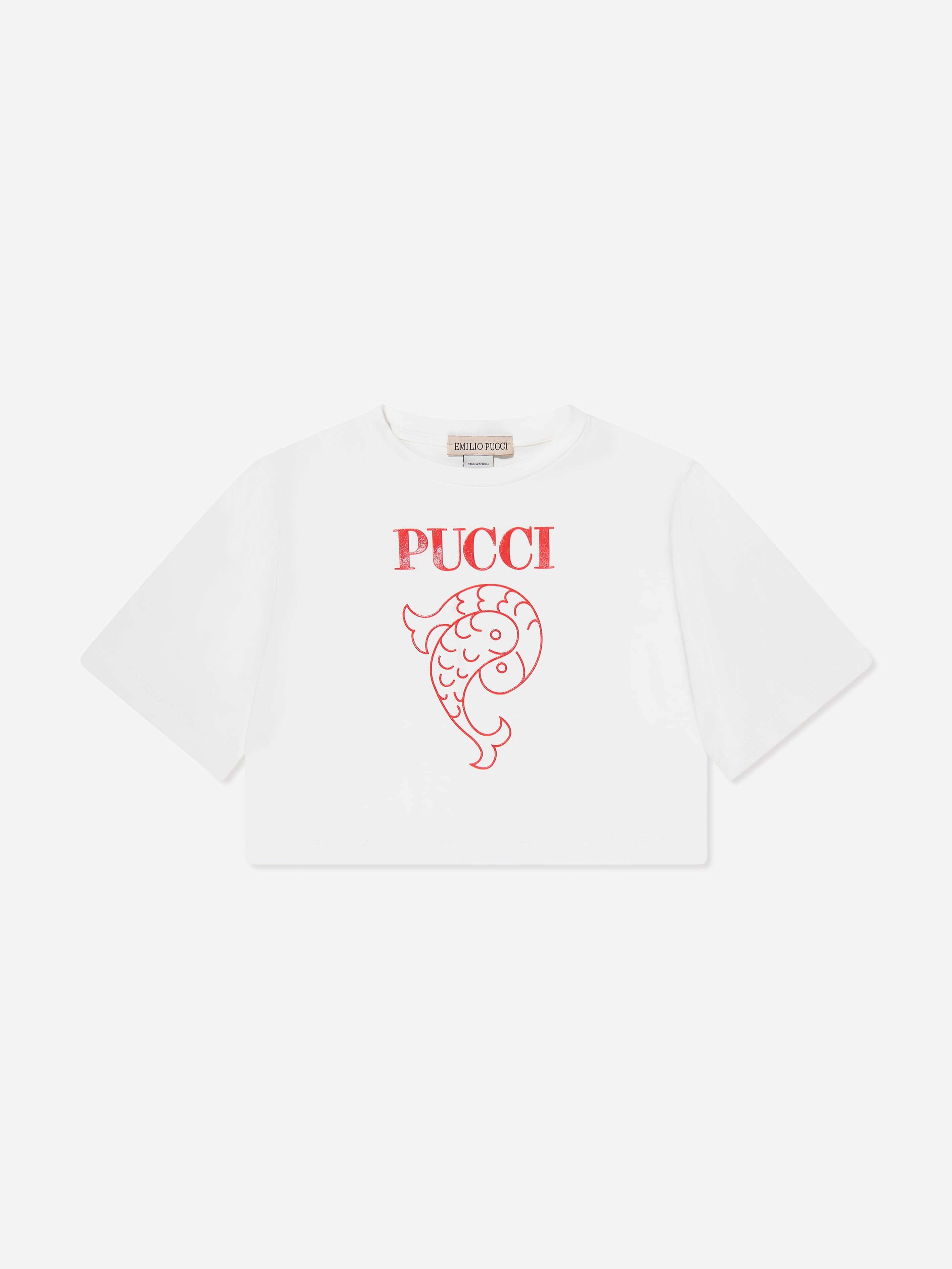 Pucci Girls Logo Print T-Shirt in Ivory