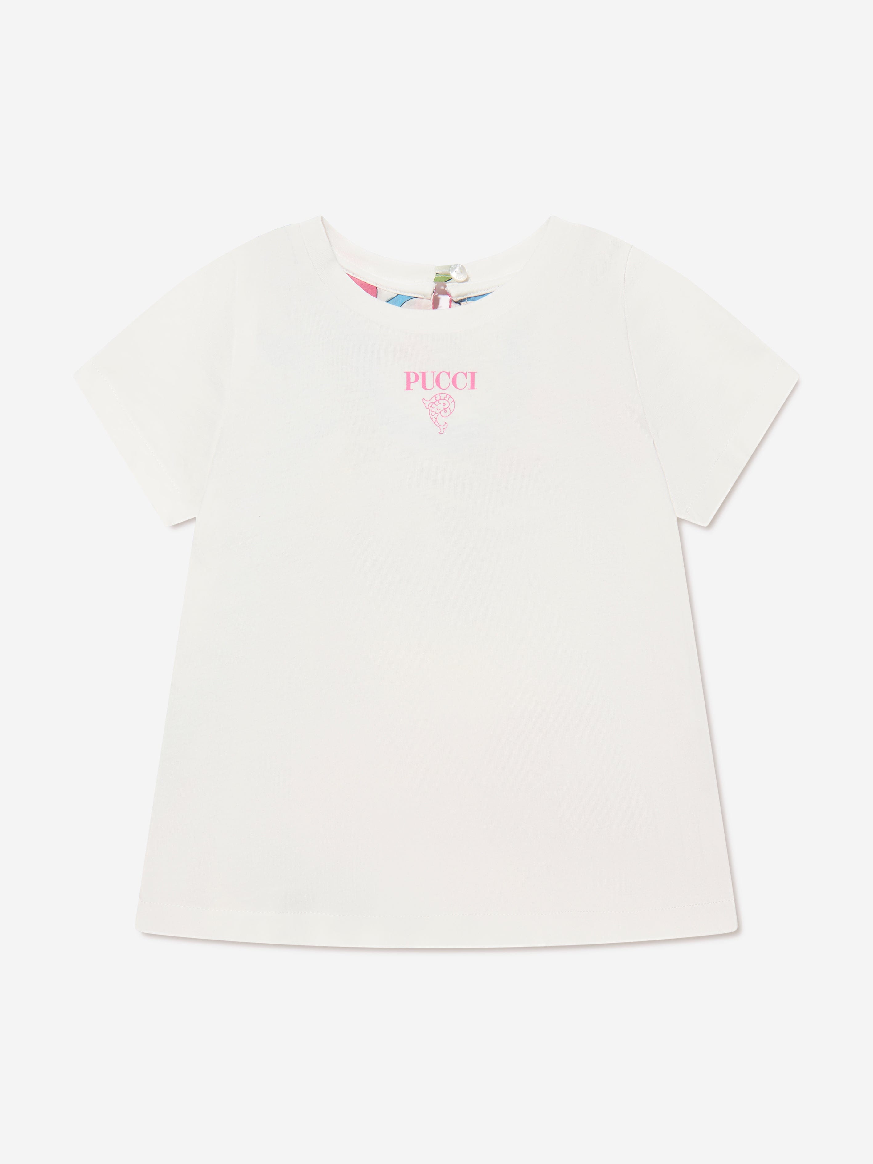 Pucci Girls Marmo Long Sleeve T-Shirt in Ivory