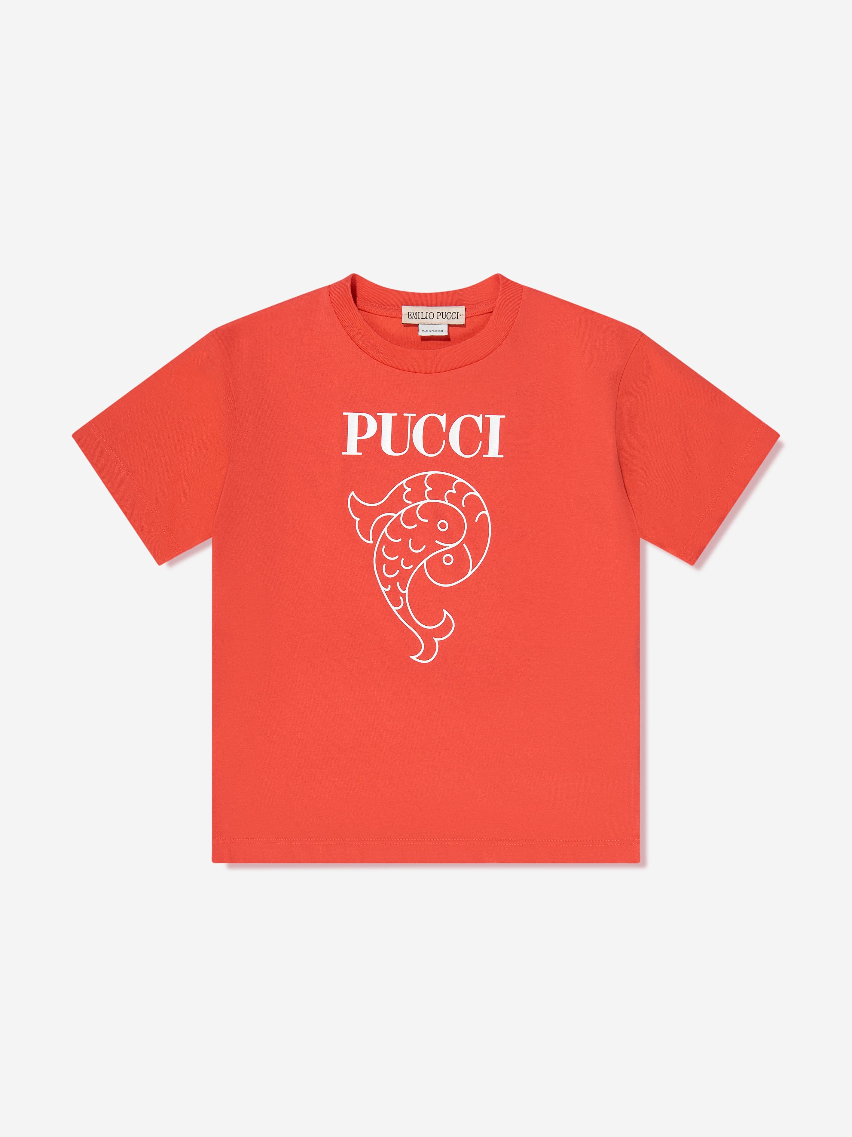 Pucci Kids Logo Print T-Shirt in Red