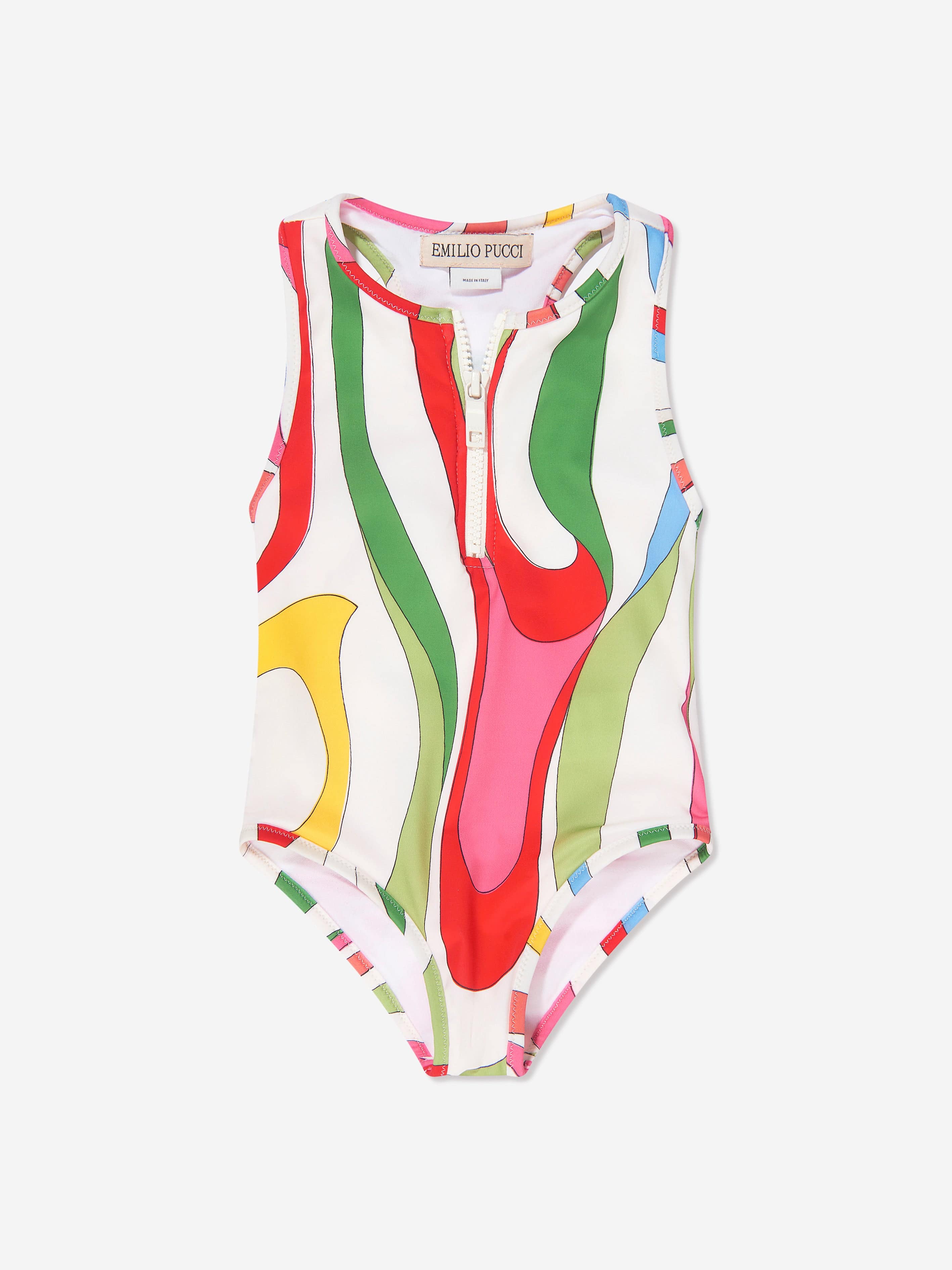 Pucci Girls Marmo Print Swimsuit in Multicolour