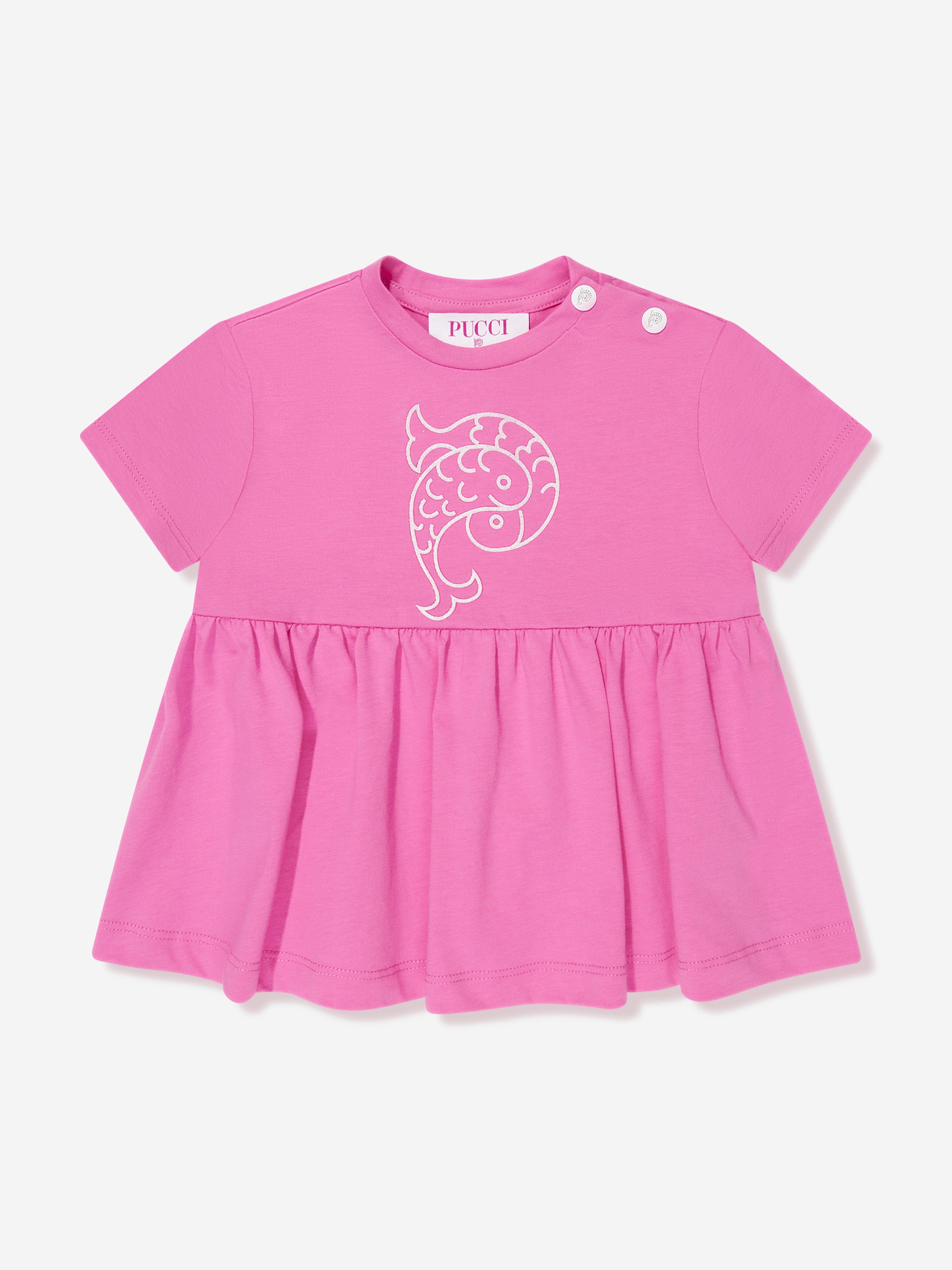 Pucci Baby Girls Logo Jersey Dress in Pink