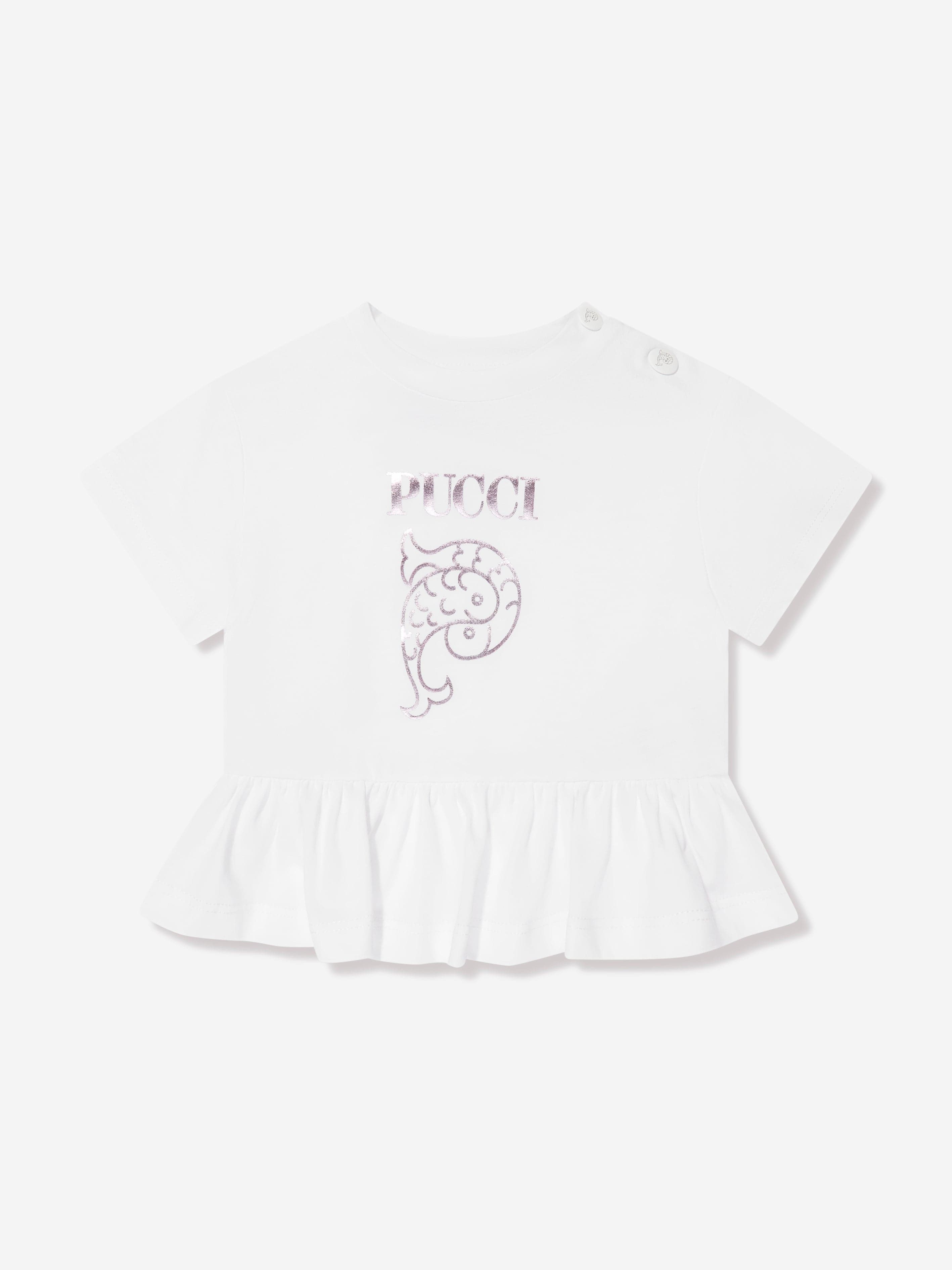 Pucci Baby Girls Peplum T-Shirt in White