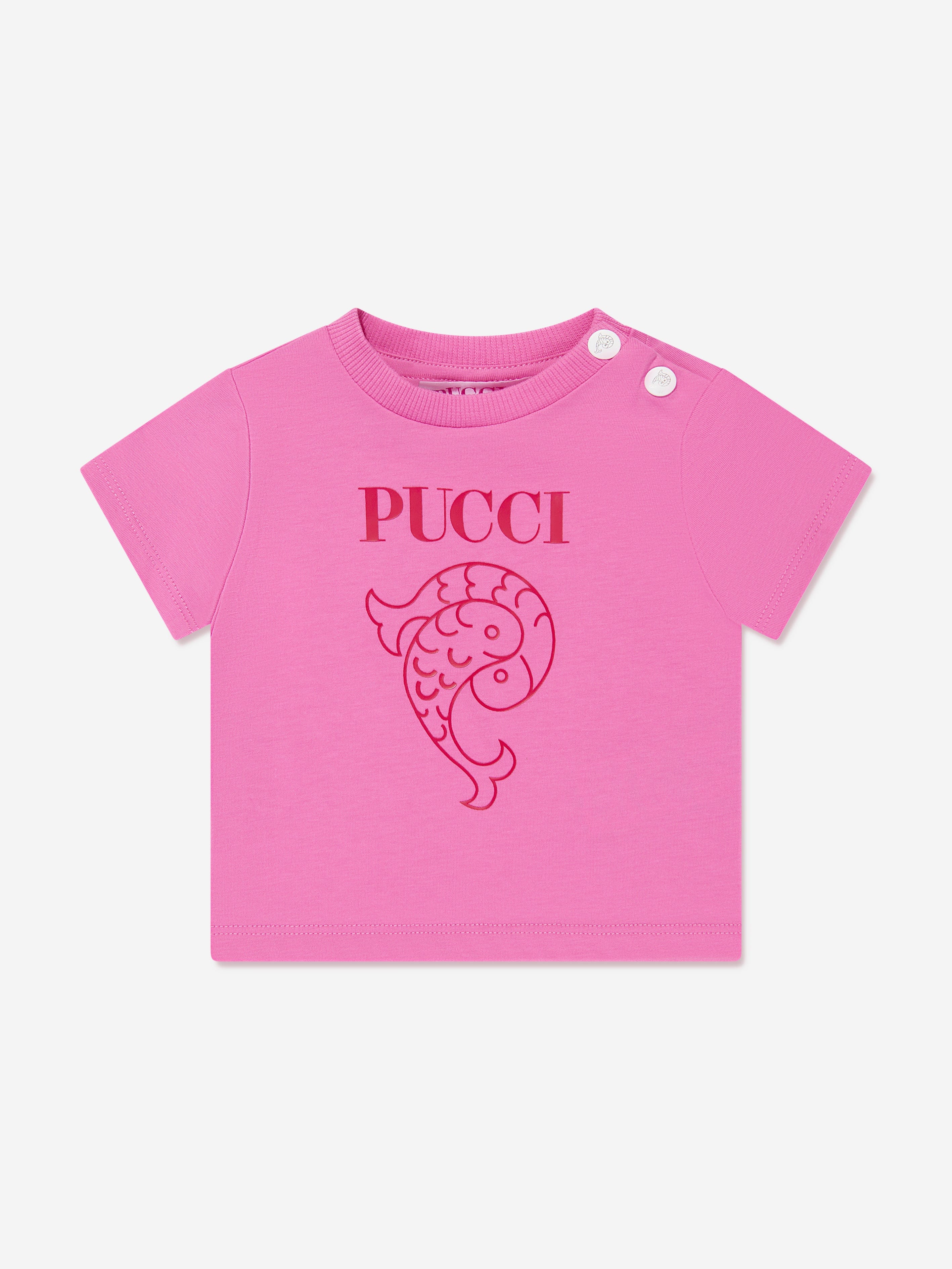 Pucci Baby Girls Fish Logo T-Shirt in Pink