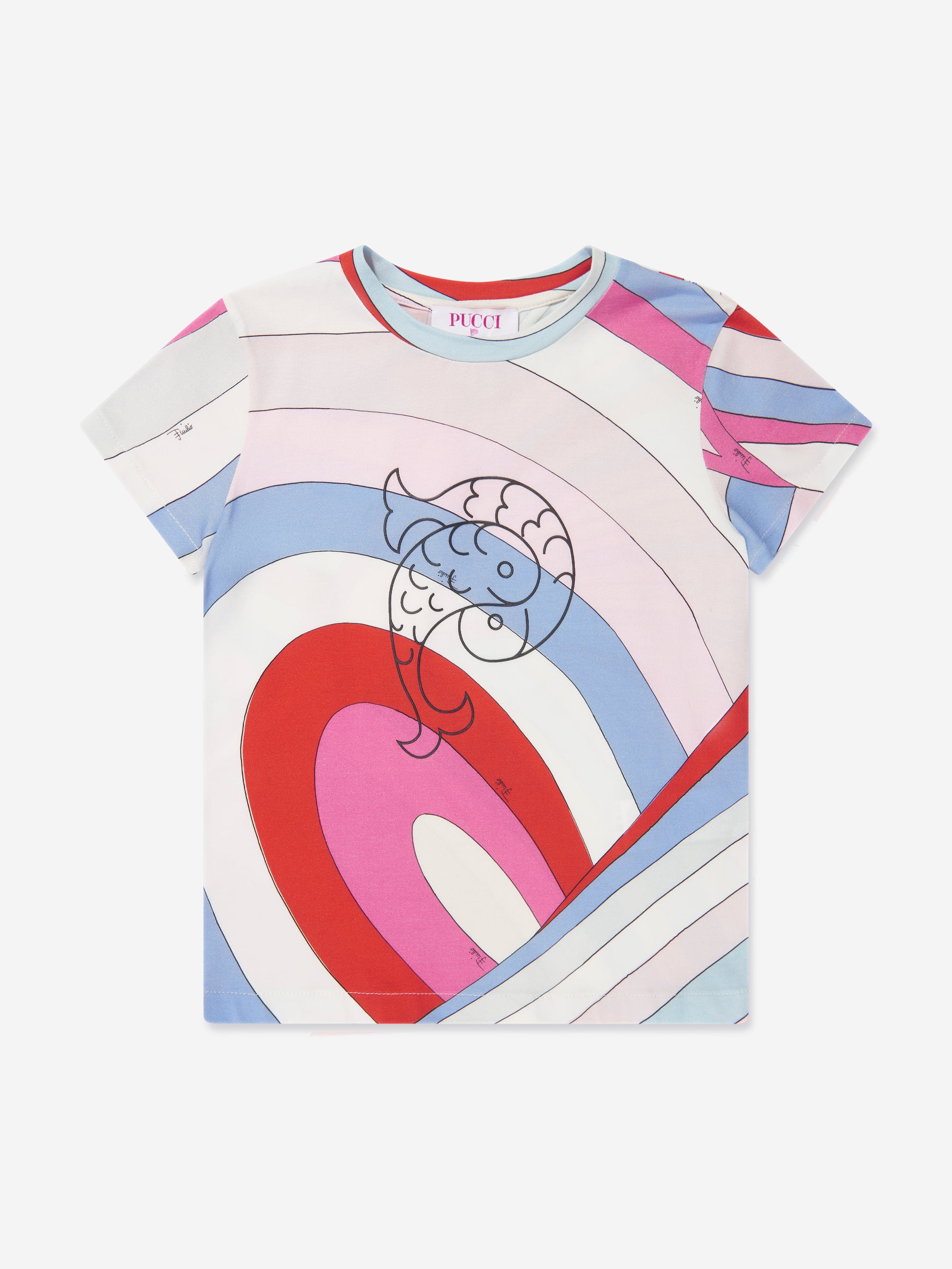 Pucci Girls Fish Logo T-Shirt in Multicolour