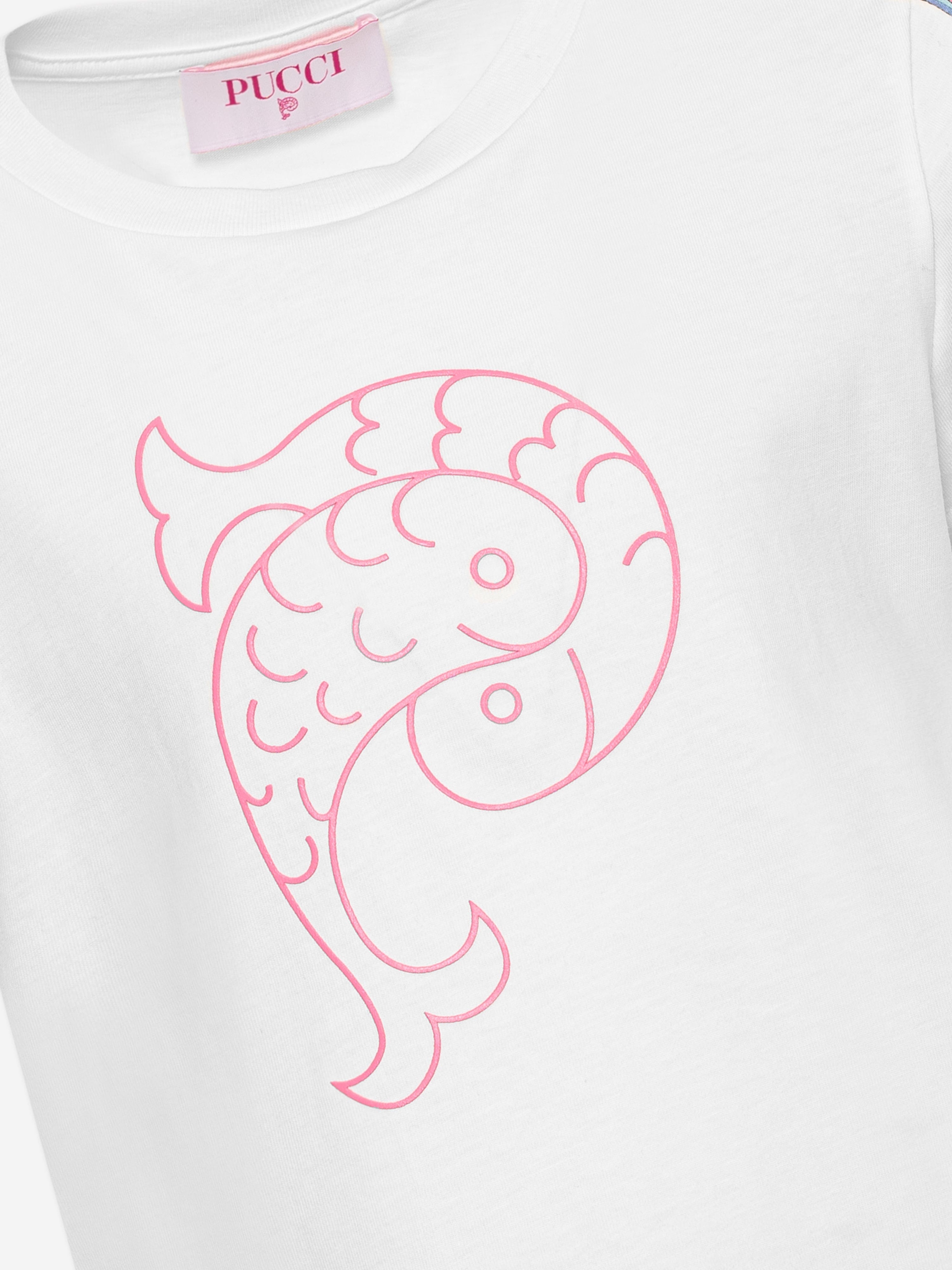 Pucci Girls Fish Logo T-Shirt in Ivory