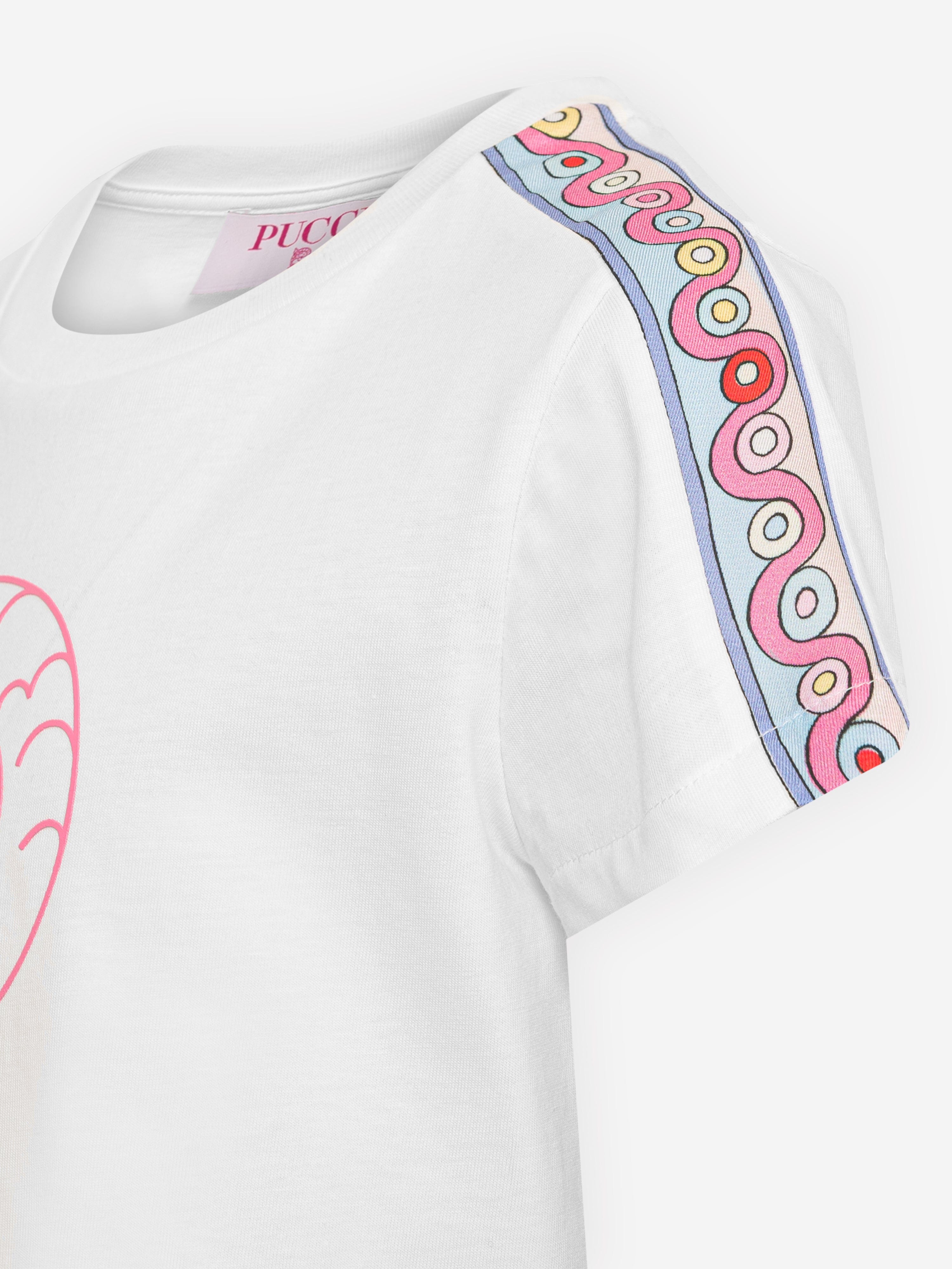 Pucci Girls Fish Logo T-Shirt in Ivory