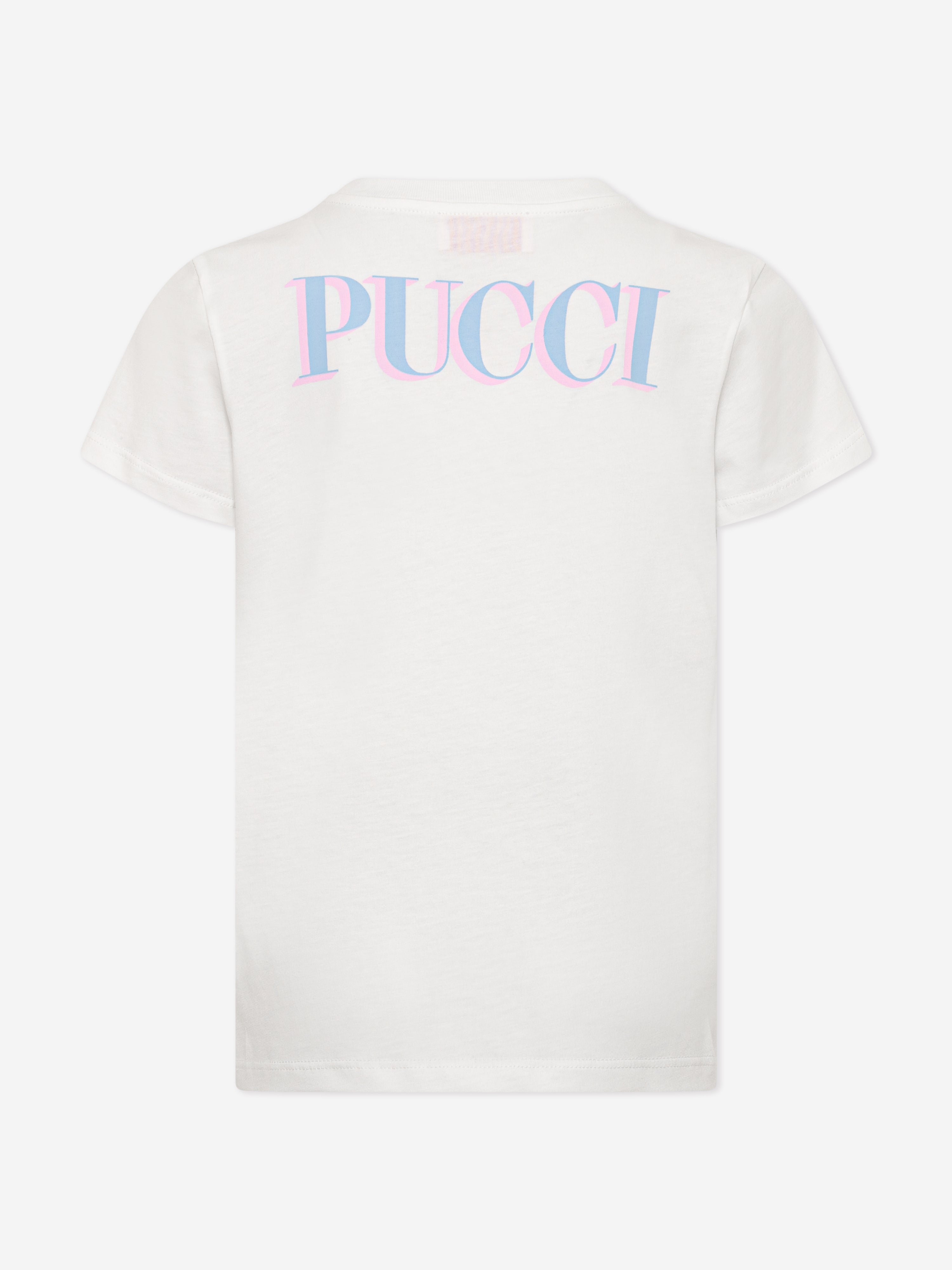 Pucci Girls Fish Logo T-Shirt in Ivory