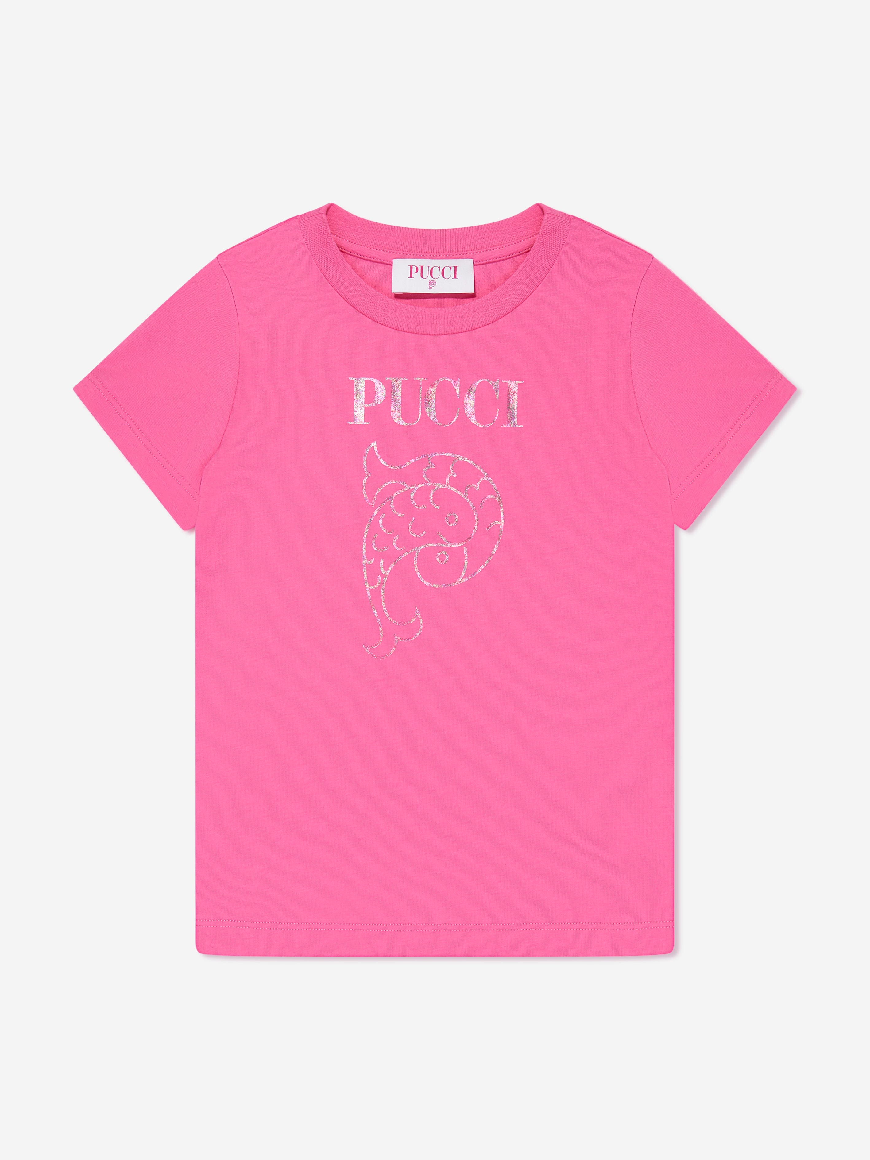 Pucci Girls Fish Logo T-Shirt in Pink