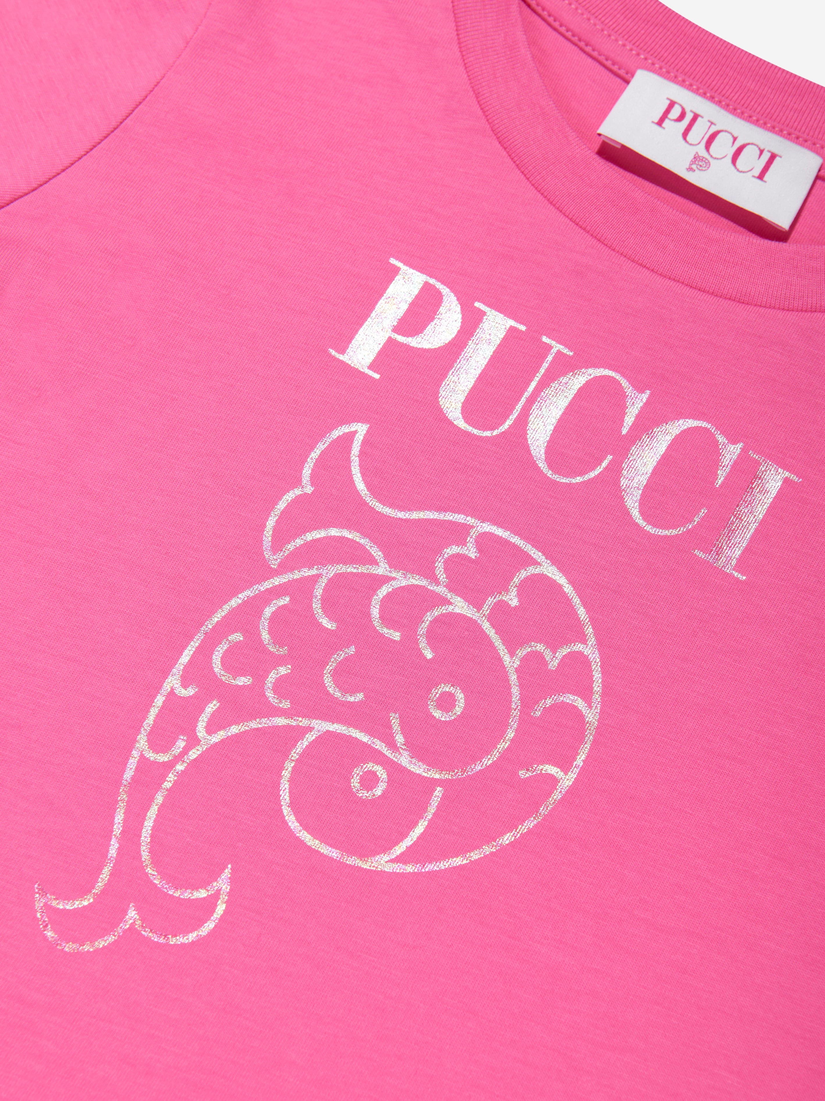 Pucci Girls Fish Logo T-Shirt in Pink