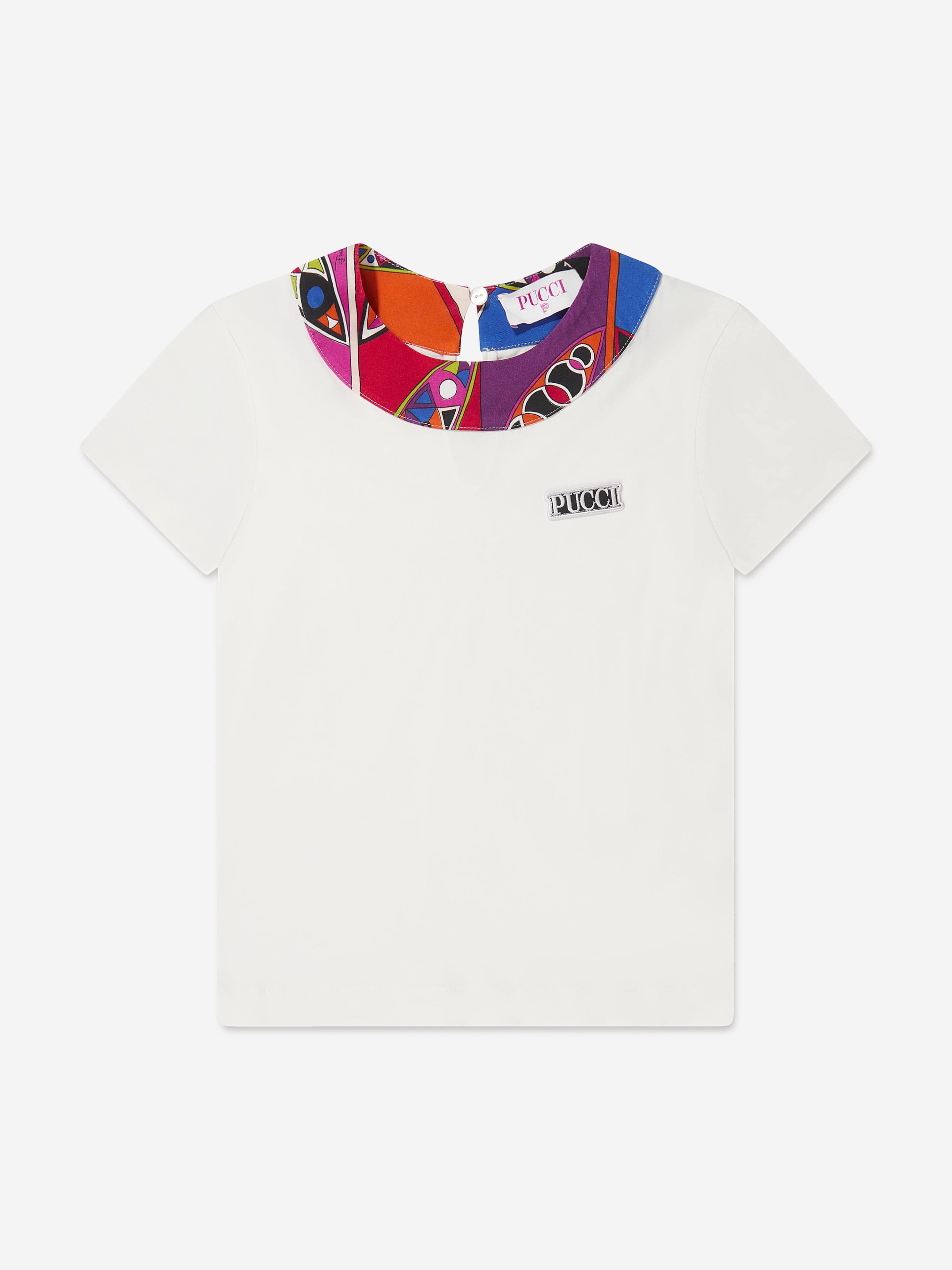 Pucci Girls Logo T-Shirt in Ivory